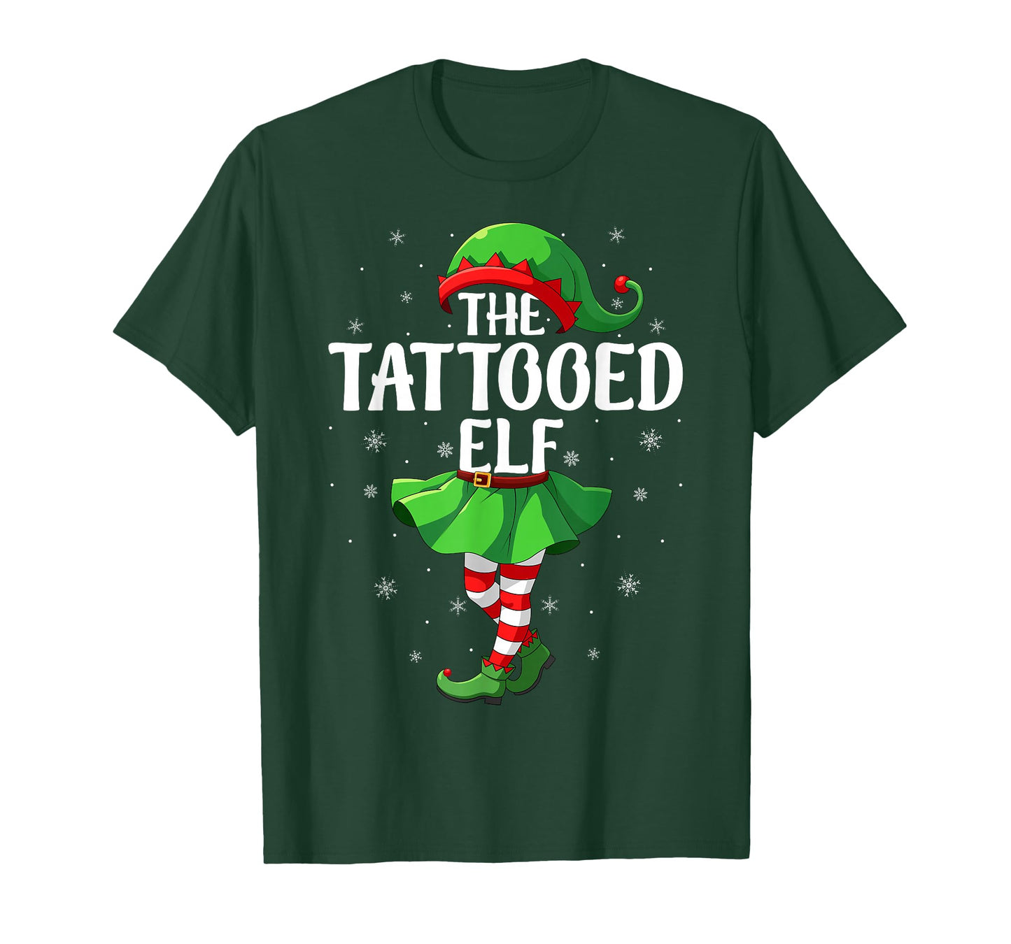 Tattooed Elf Christmas Girls Women Elf Squad Xmas Family T-Shirt