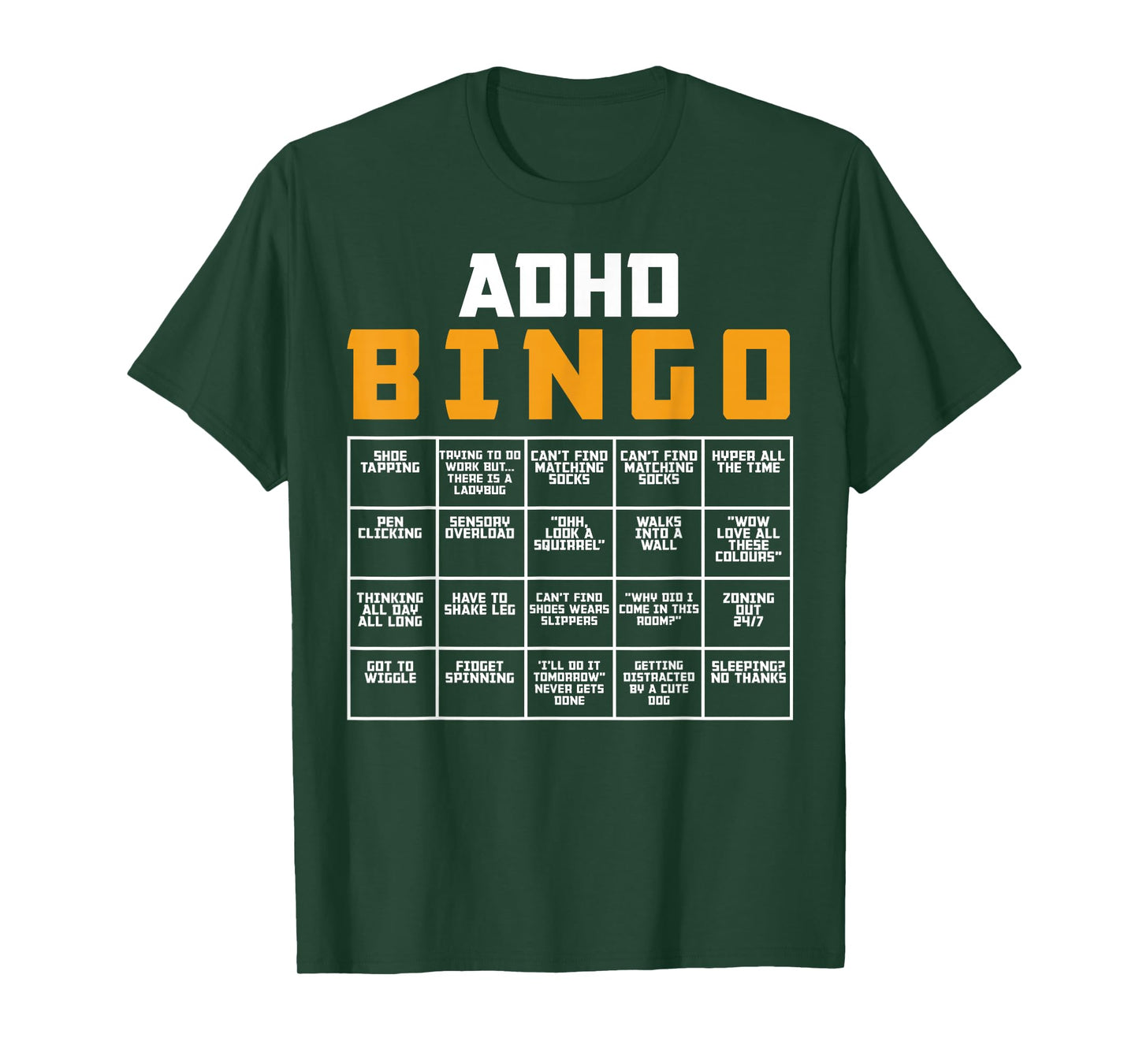 World Mental Health Awareness Day ADHD Bingo Funny T-Shirt