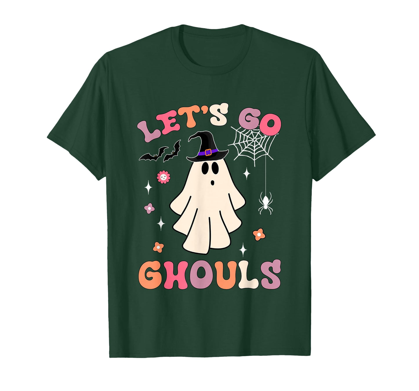 Halloween Ghost Witch Costumes Retro Groovy Let's Go Ghouls T-Shirt