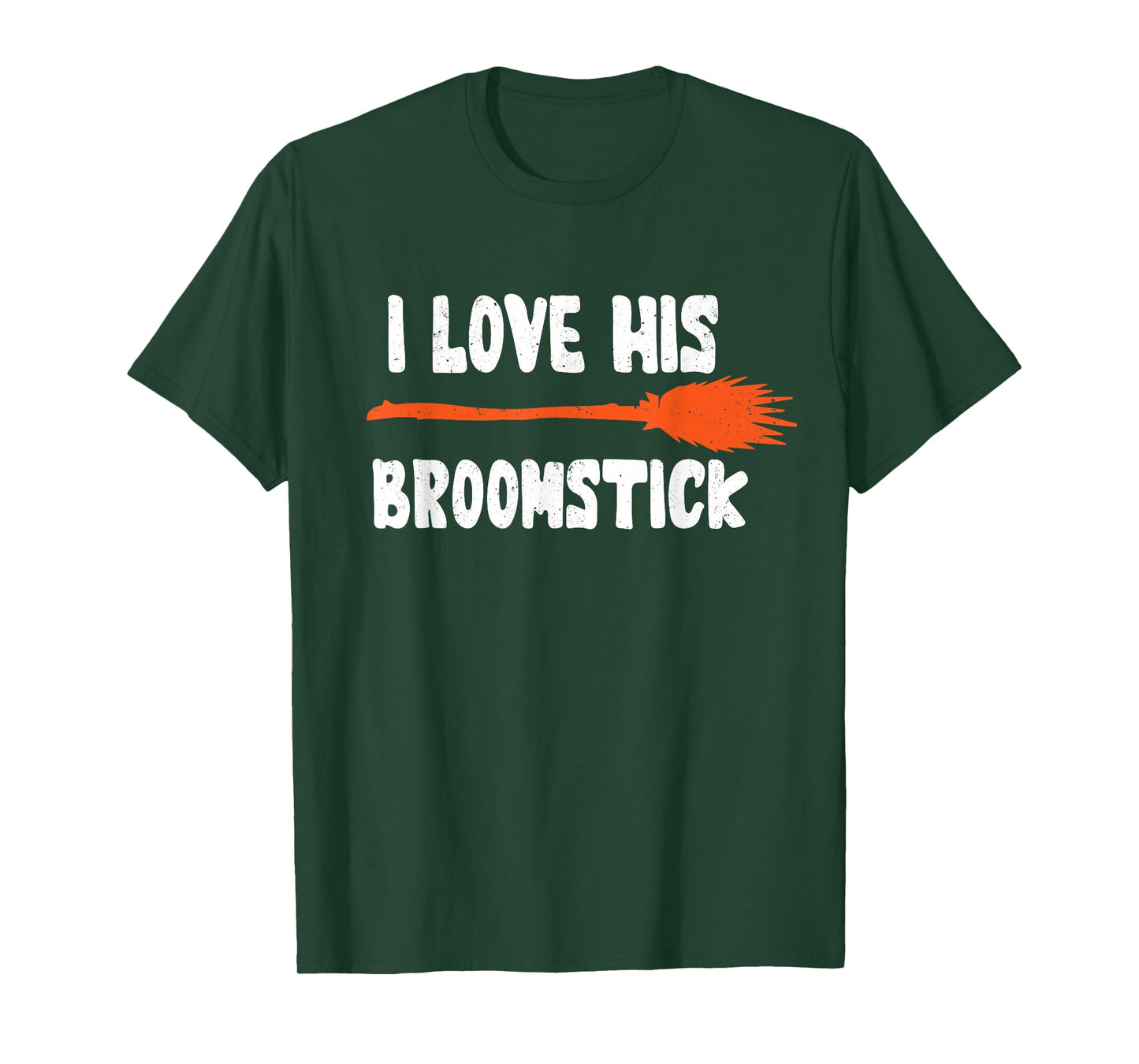 I Love His Broomstick Funny Halloween Witch Couple Matching T-Shirt