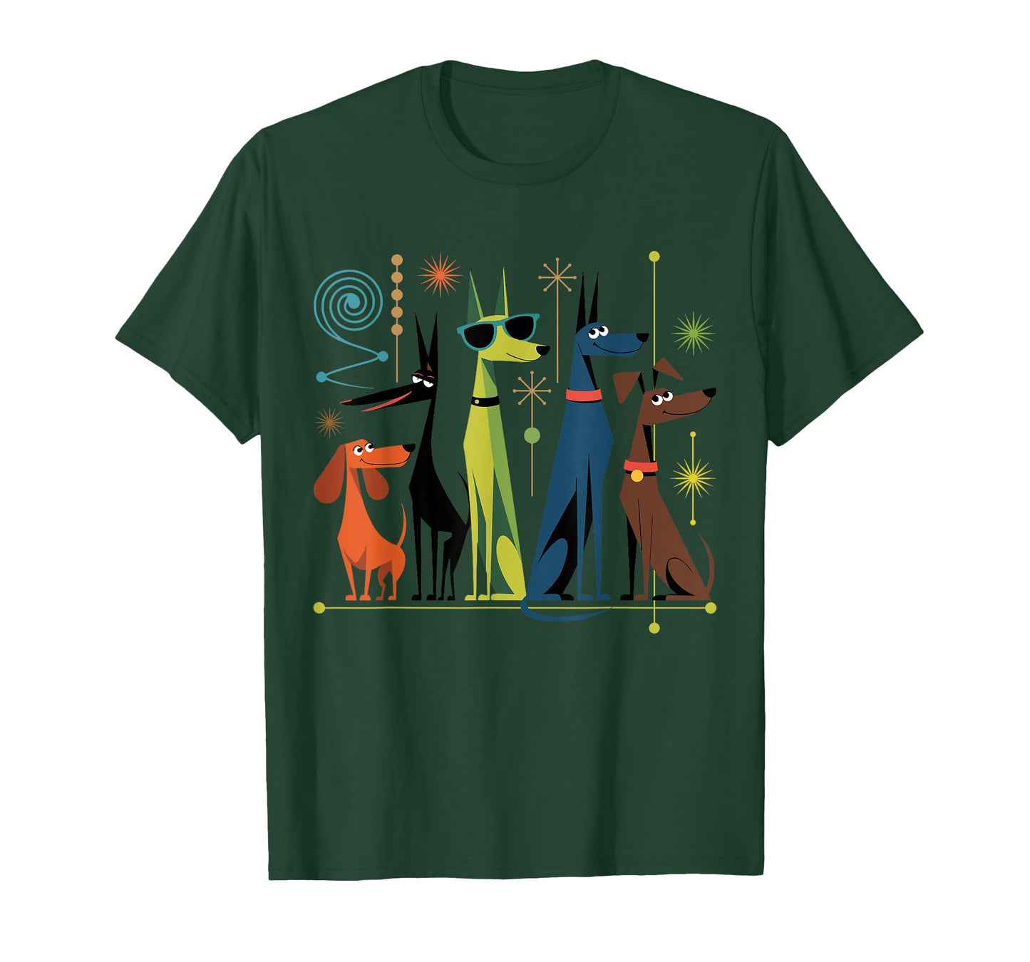 Retro Mid-Century Modern Dogs 50s 60s Style T-Shirt