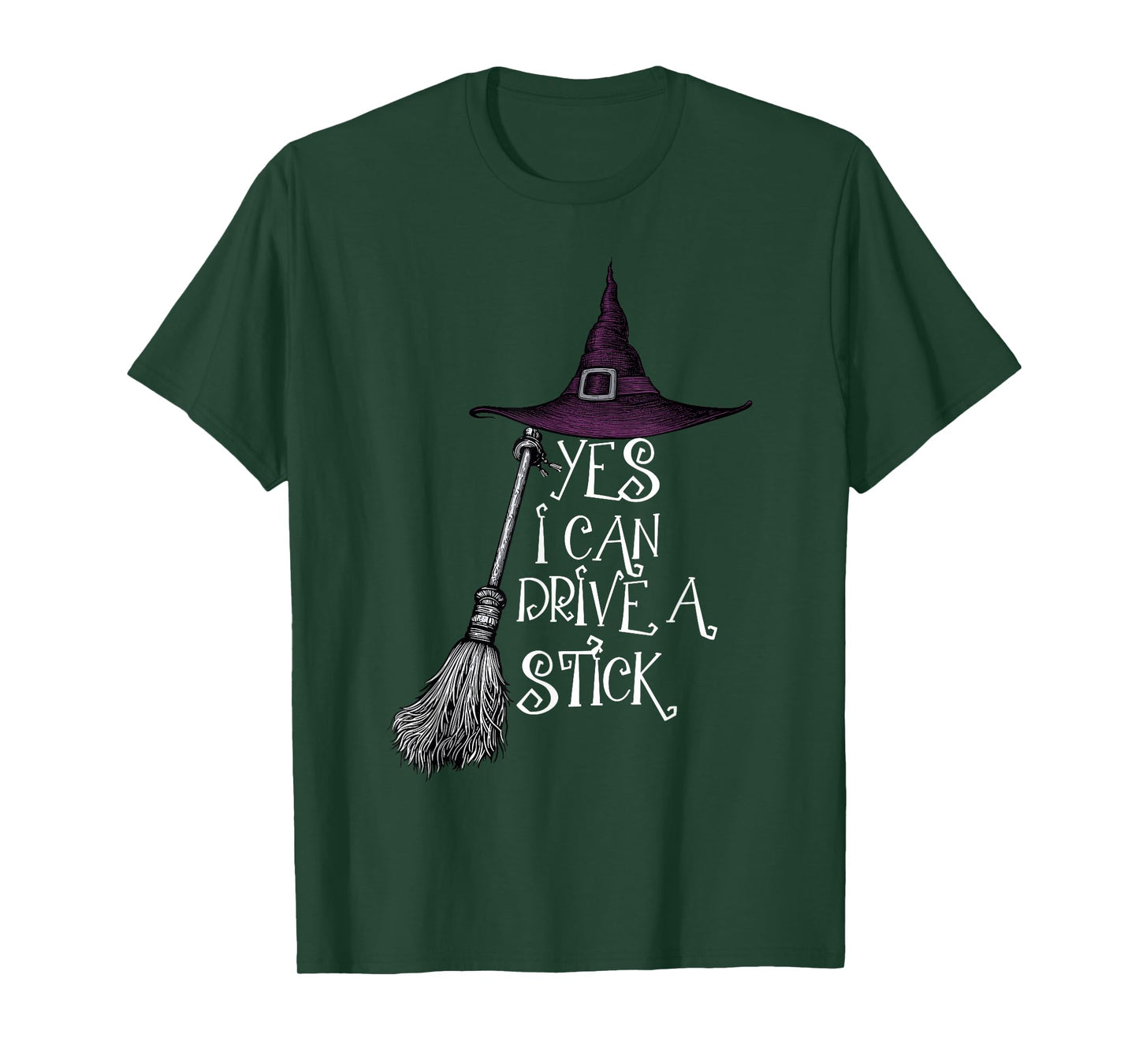 Yes I Can Drive A Stick Funny Halloween Witch Spooky Season T-Shirt