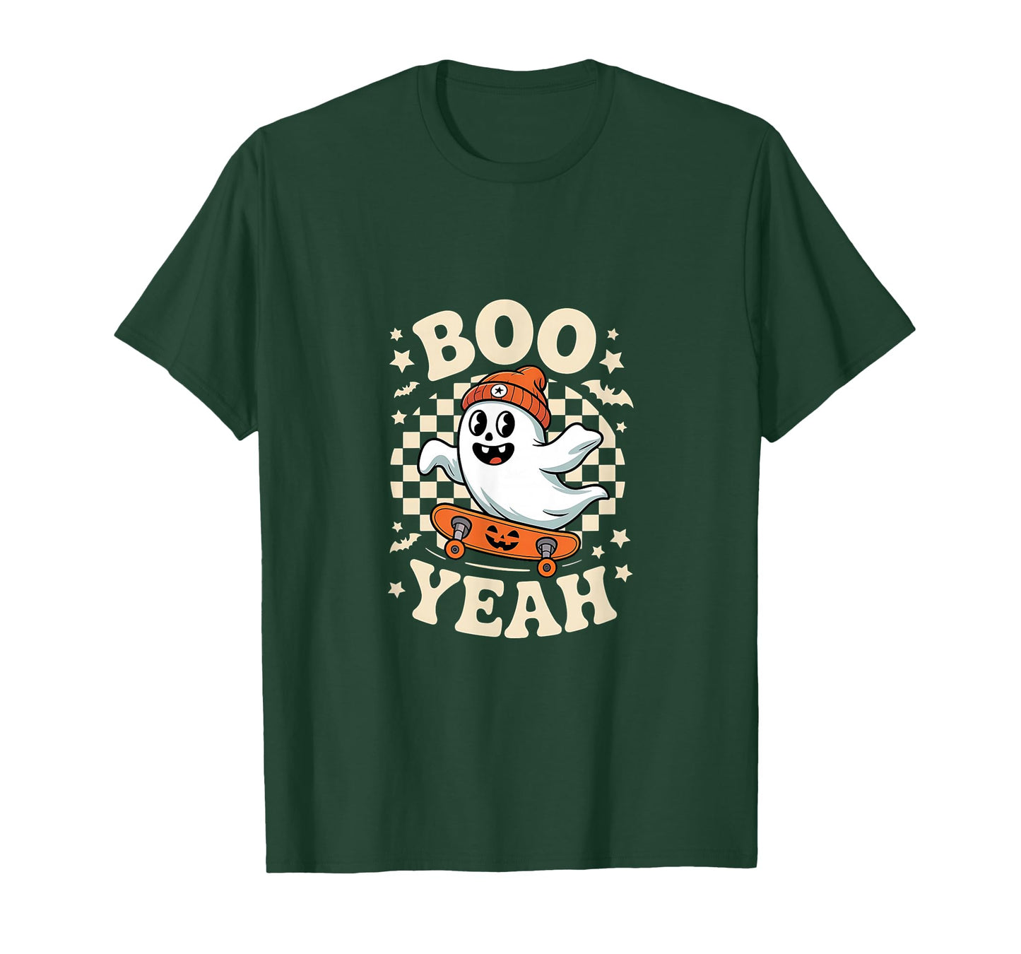 Boo Yeah Halloween Ghost Boys Retro Skateboard Toddler Kids T-Shirt