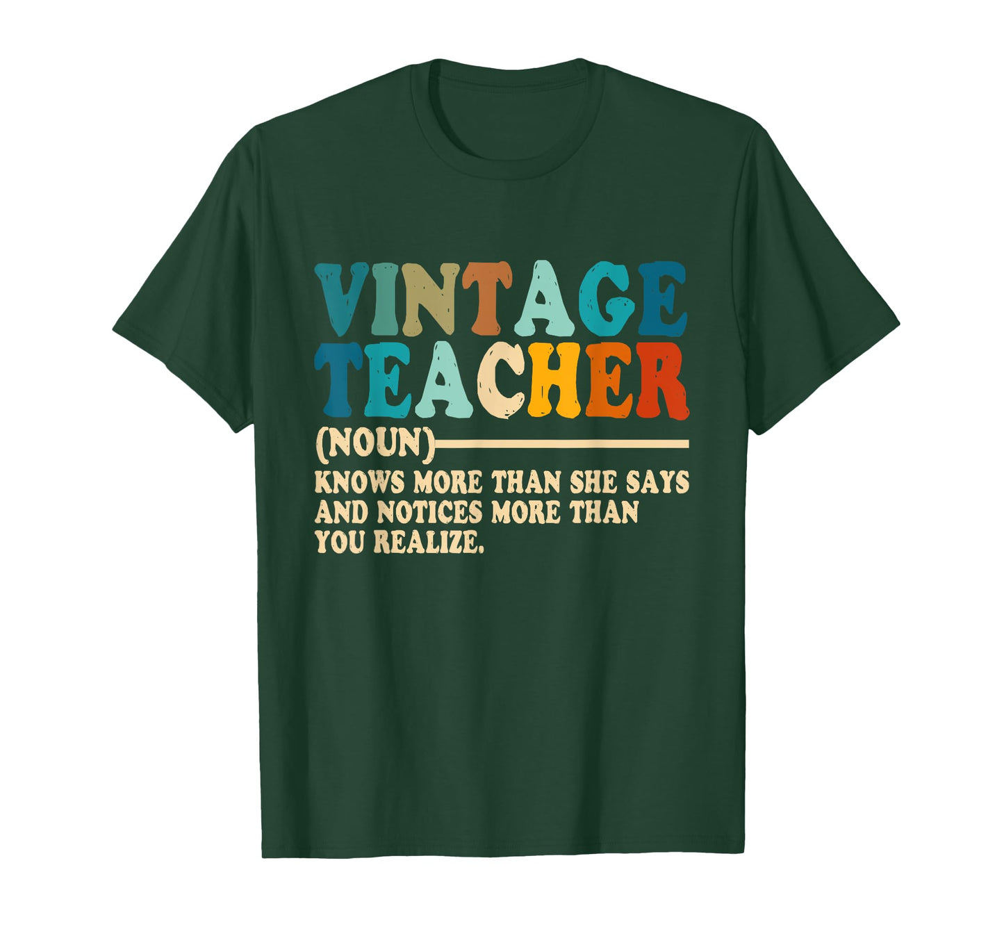 Vintage Teacher Knows More Than She Says Outfit Definition Men Women T-Shirt