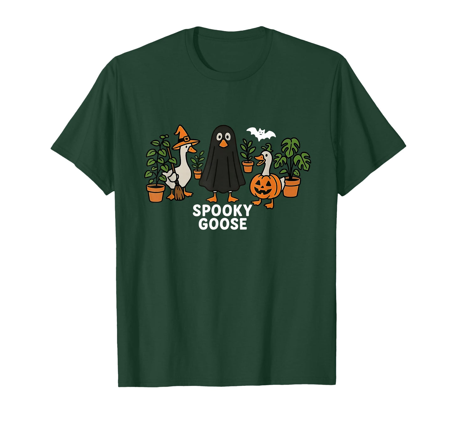 Spooky Goose Funny Halloween Silly Goose Plant and Nature T-Shirt