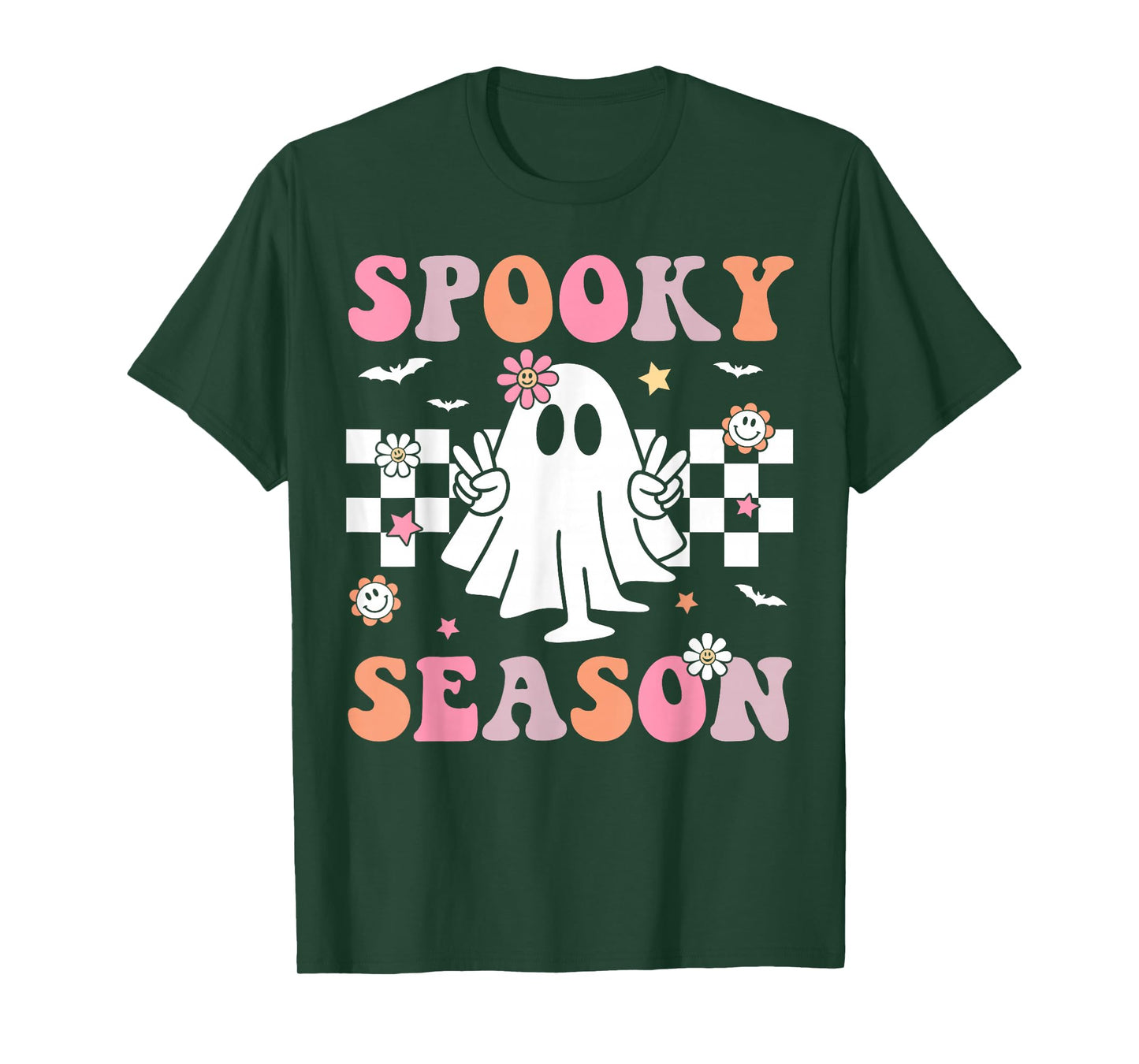 Spooky Season Happy Halloween Retro Ghost Spooky Women Girls T-Shirt