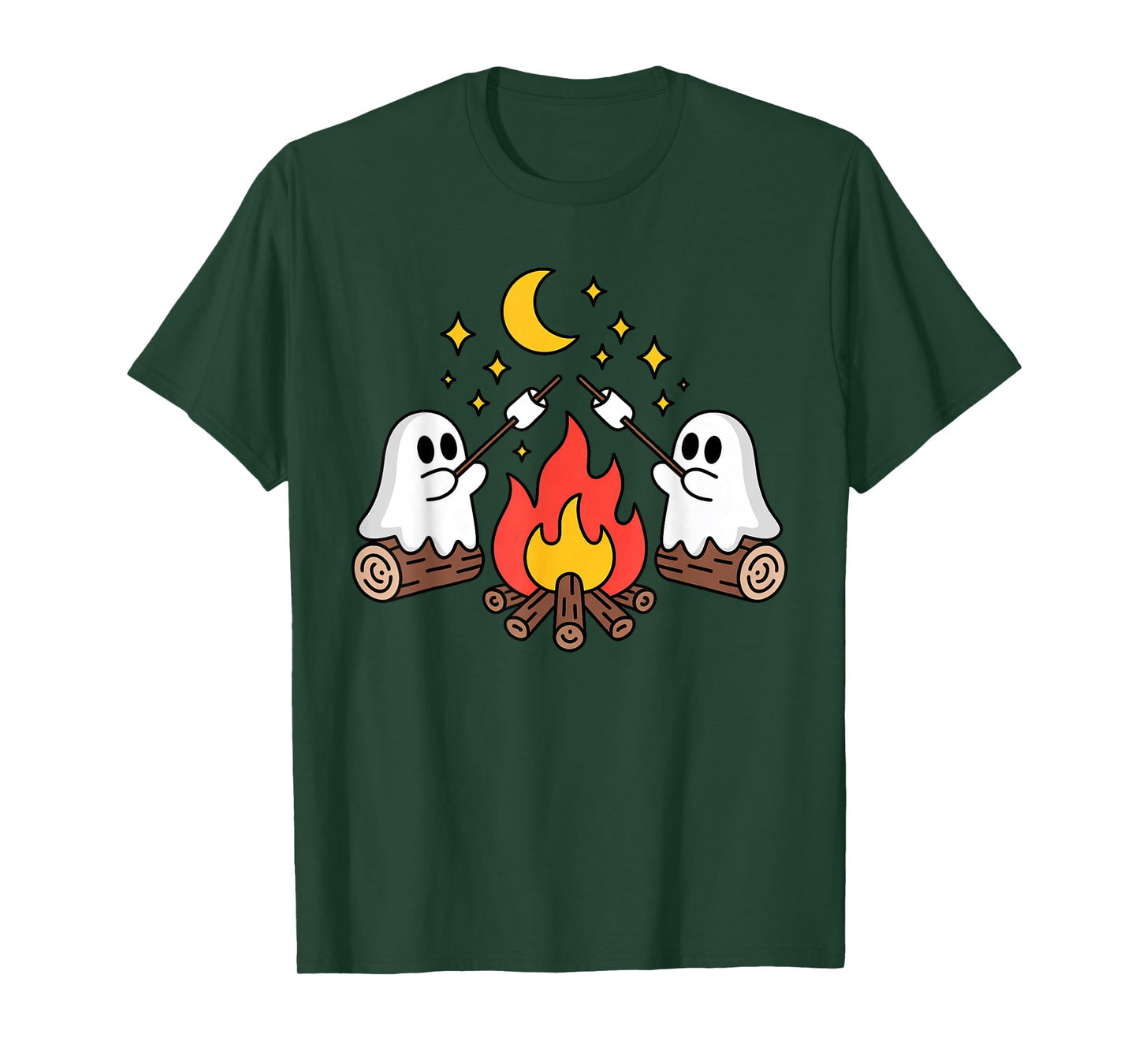 Toddler Kids Ghost Camping Campfire Spooky Halloween Costume T-Shirt