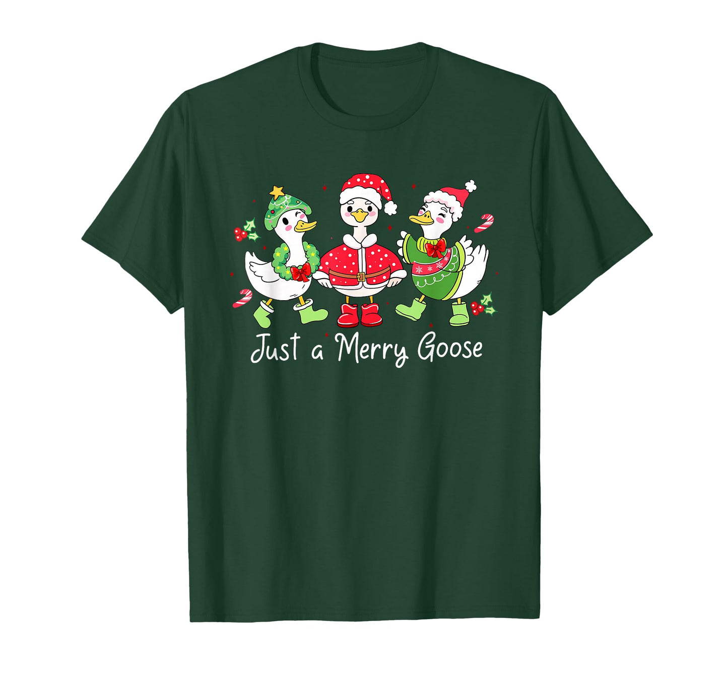 Retro Just A Merry Goose Funny Cute Goose Lovers Merry Xmas T-Shirt