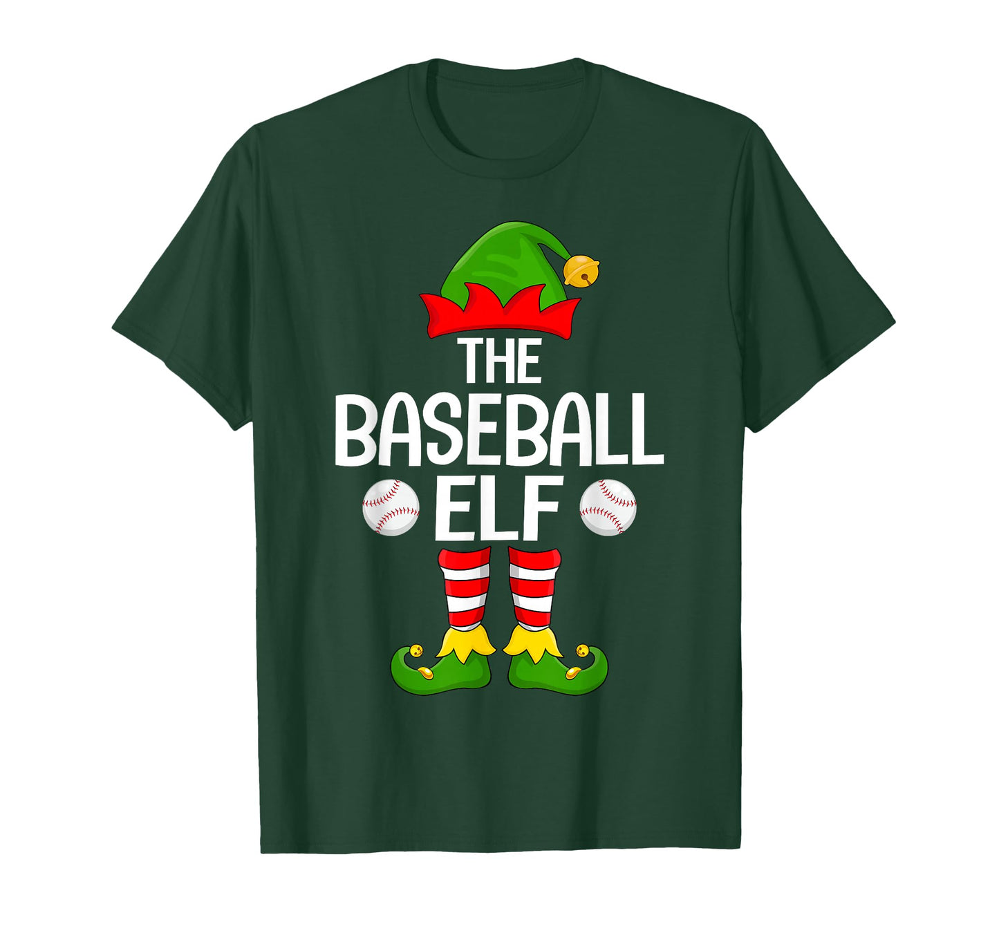 Baseball Elf Xmas Matching Family Elf Squad Christmas T-Shirt