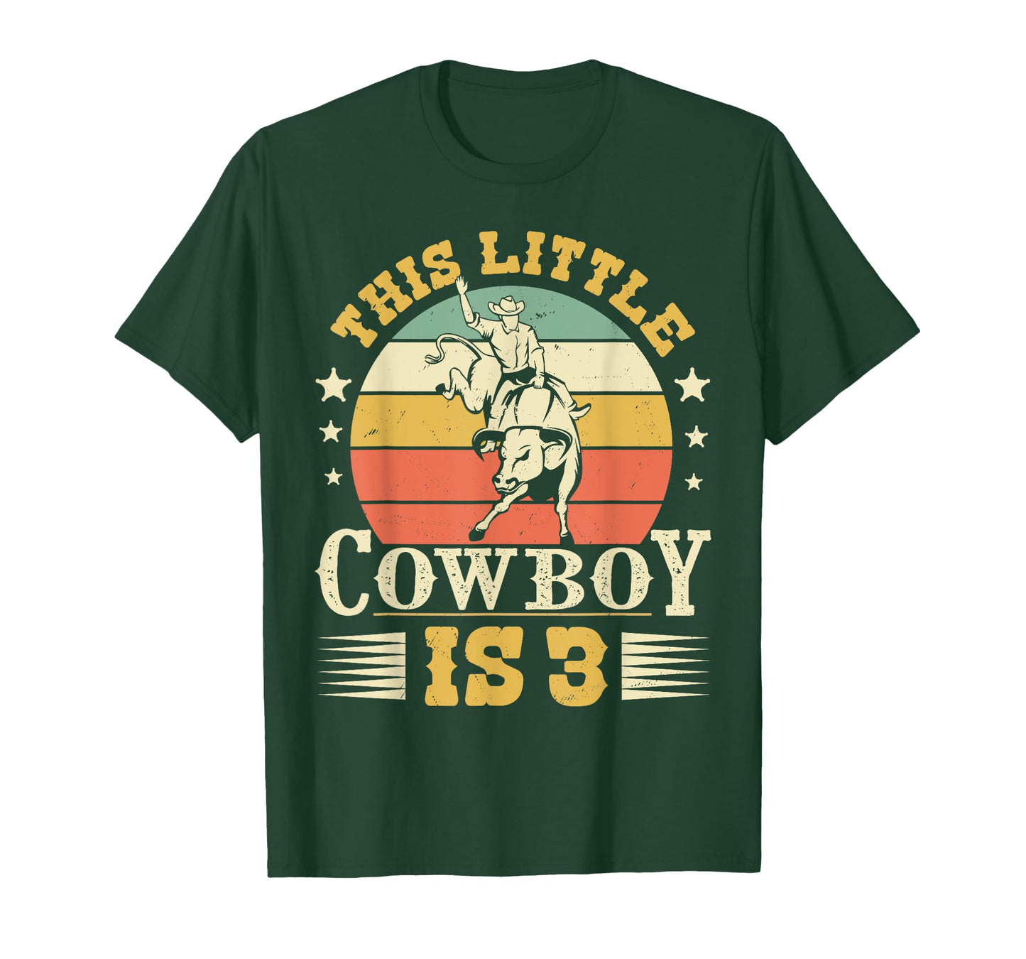This Little Cowboy Is 3 Western Country Rodeo 3rd Birthday T-Shirt