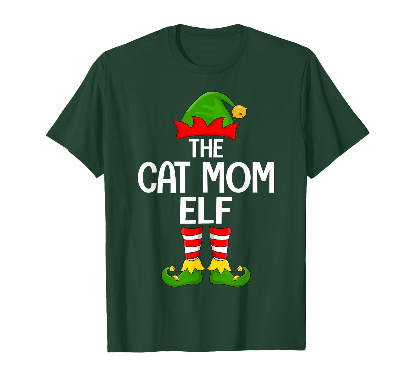 Cat Mom Elf Xmas Matching Family Elf Squad Christmas Women T-Shirt