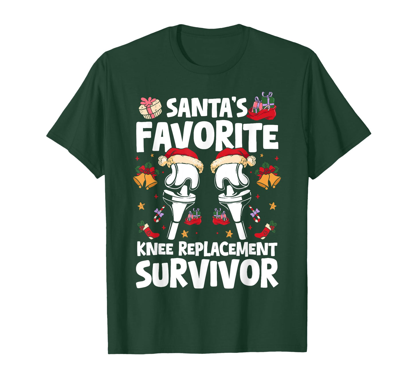Santas Favorite Knee Replacement Survivor Surgery Xmas T-Shirt