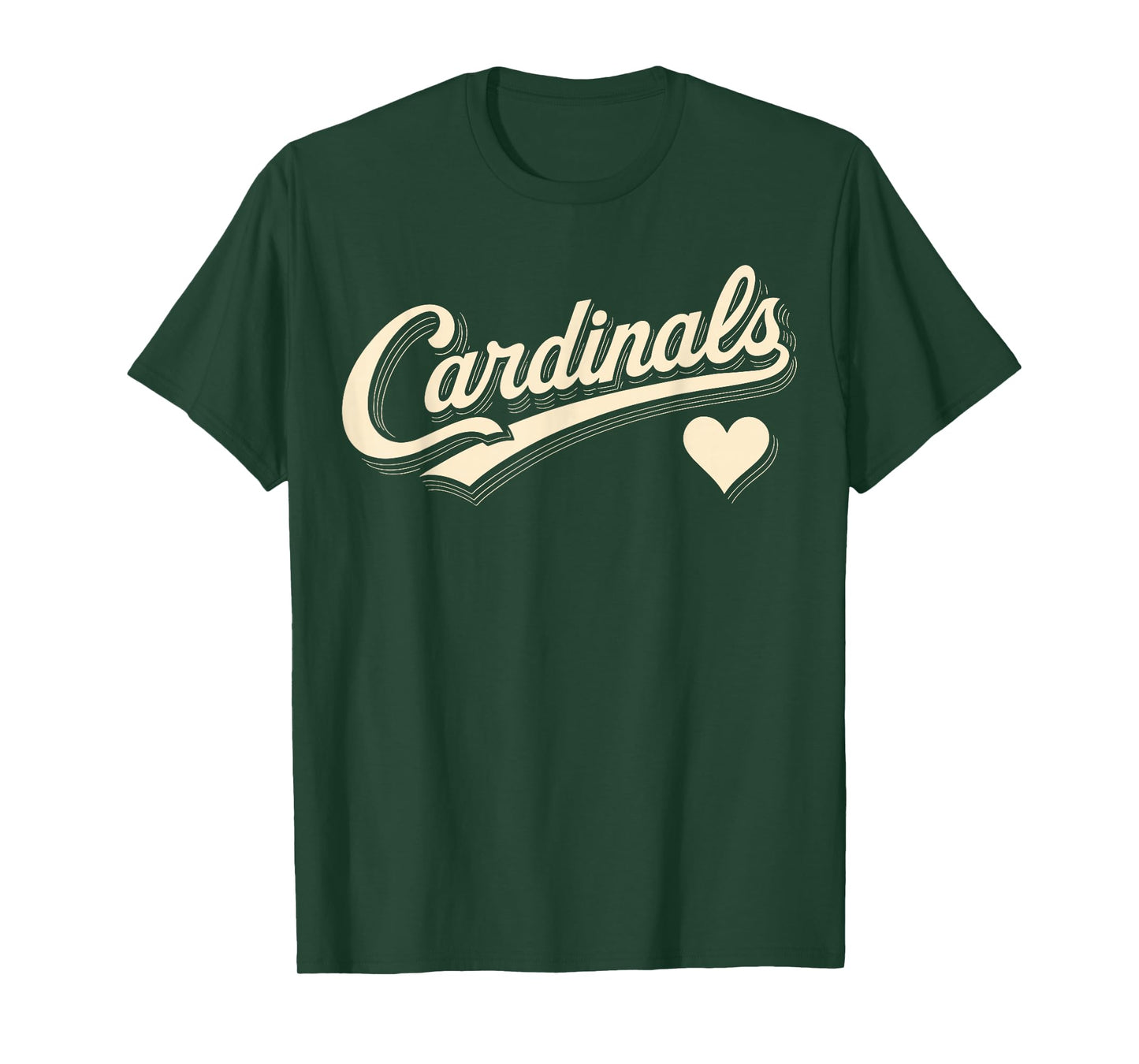 Cardinals Retro Script Typography Heart Gift For Men Women T-Shirt