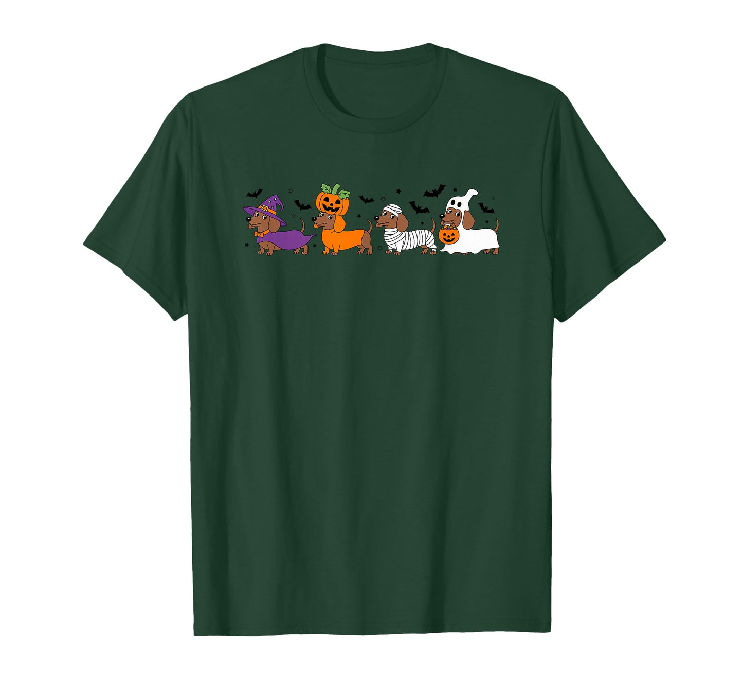 Dachshund Halloween Witch Pumpkin Mummy Ghost T-Shirt