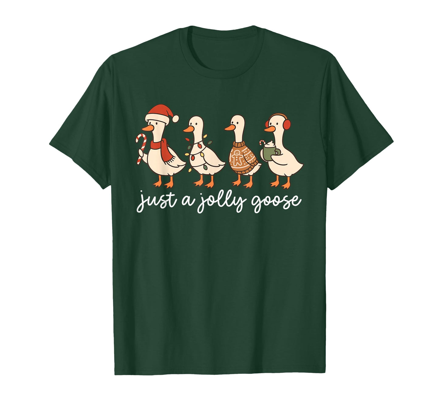 Cute Funny Just A Jolly Goose Silly Santa Hot Cocoa Xmas T-Shirt