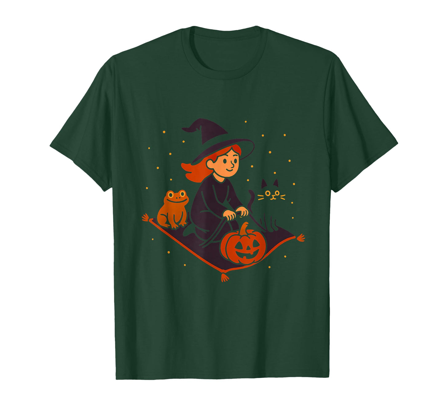 Little Witch Carpet Frog Cat Pumpkin T-Shirt