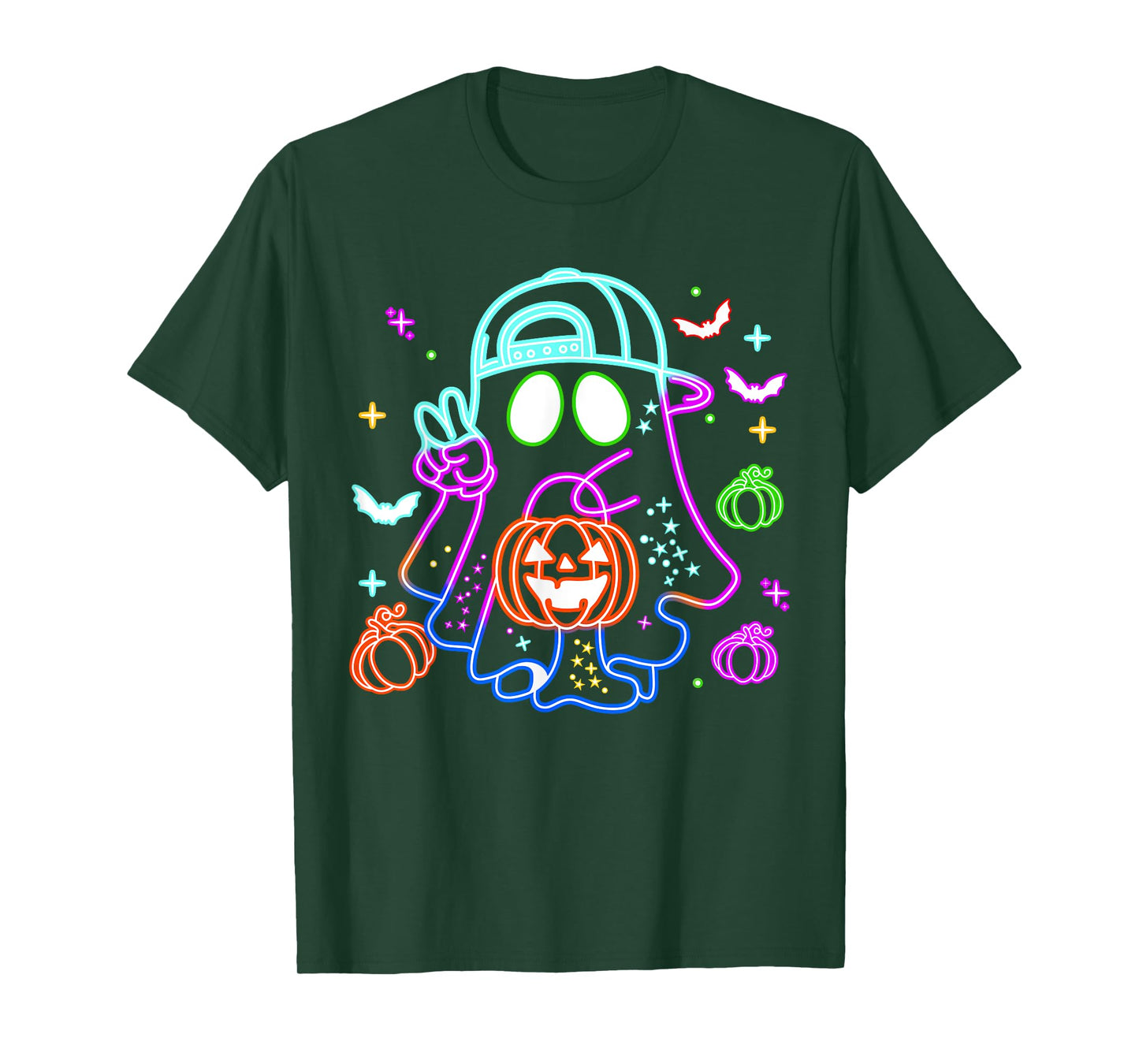 Boo Ghost Spooky Season Boys Kids Glow In Halloween Night T-Shirt