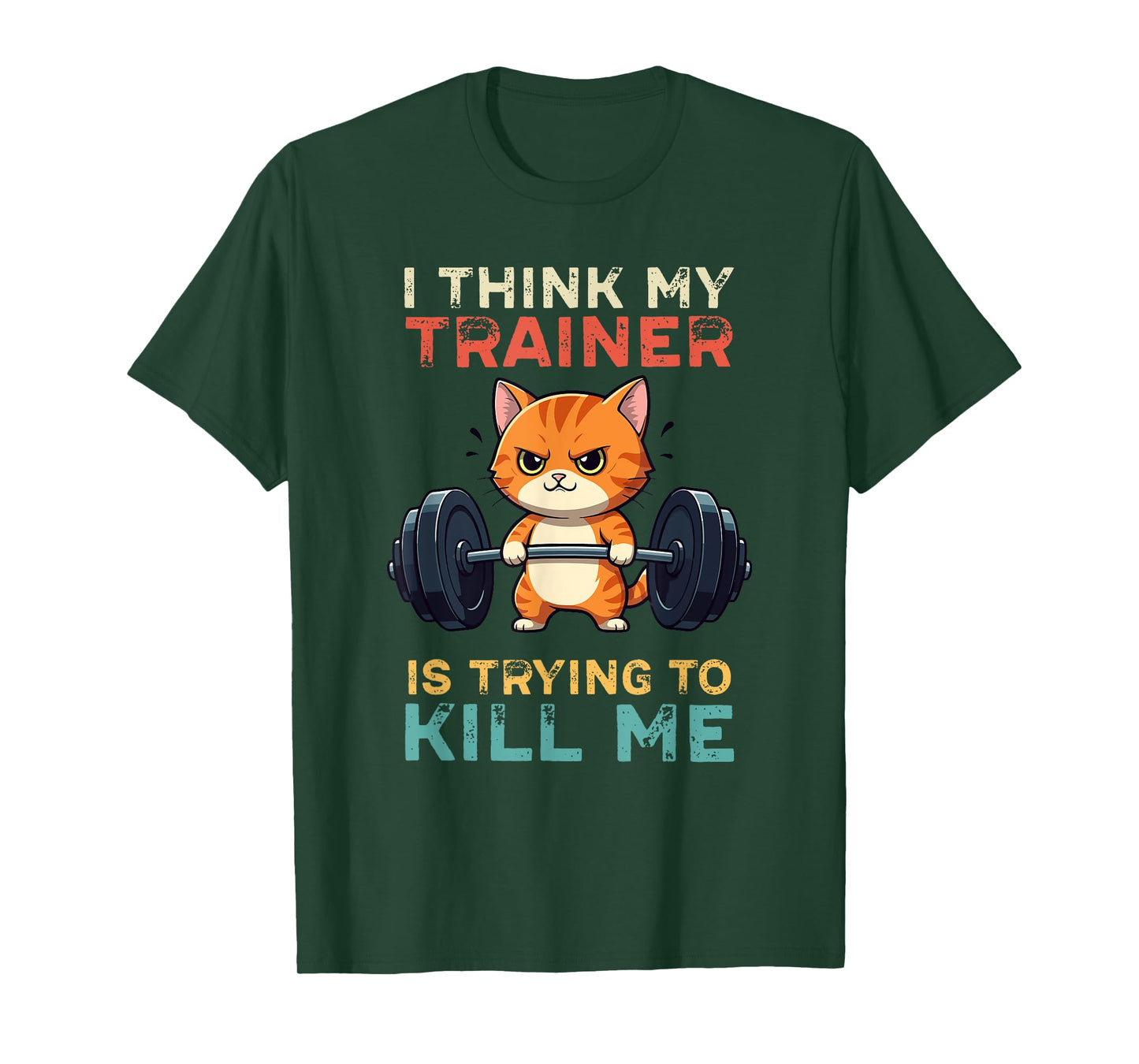 My Trainer Is Trying To Kill Me - Tired Cat Workout Vintage T-Shirt