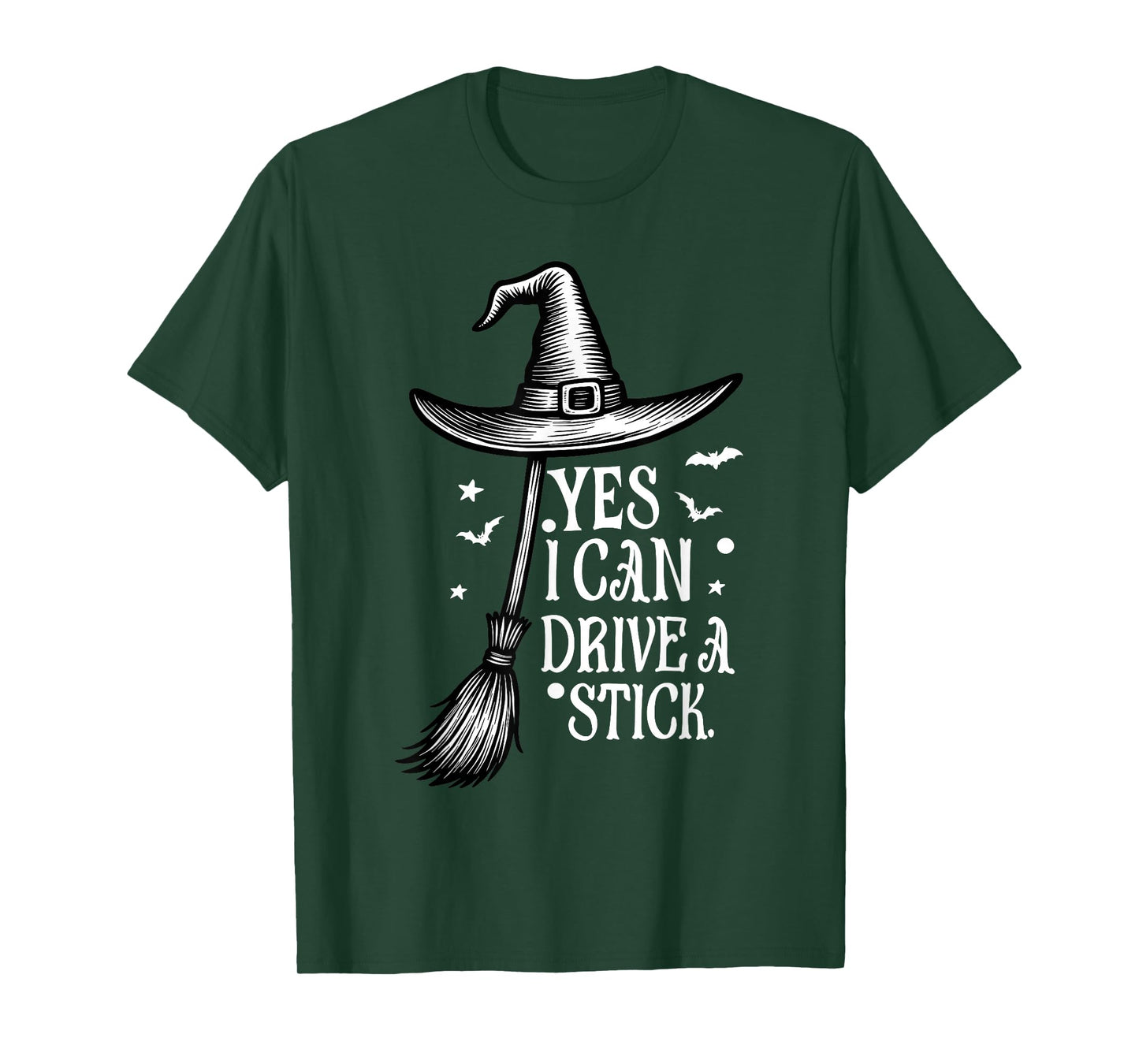 Yes I Can Drive A Stick Funny Halloween Spooky Witch T-Shirt