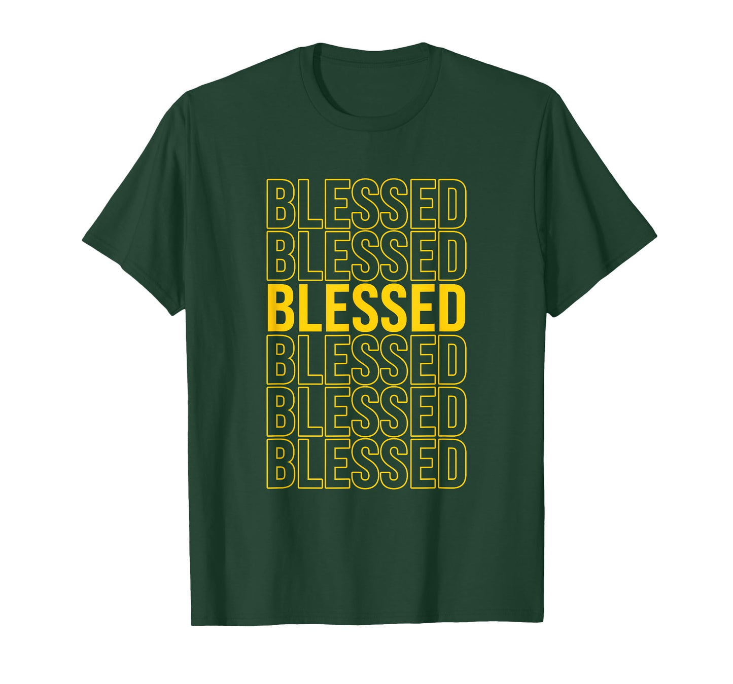 Varsity-Gold Yellow Blessed University-Gold Yellow Graphic T-Shirt