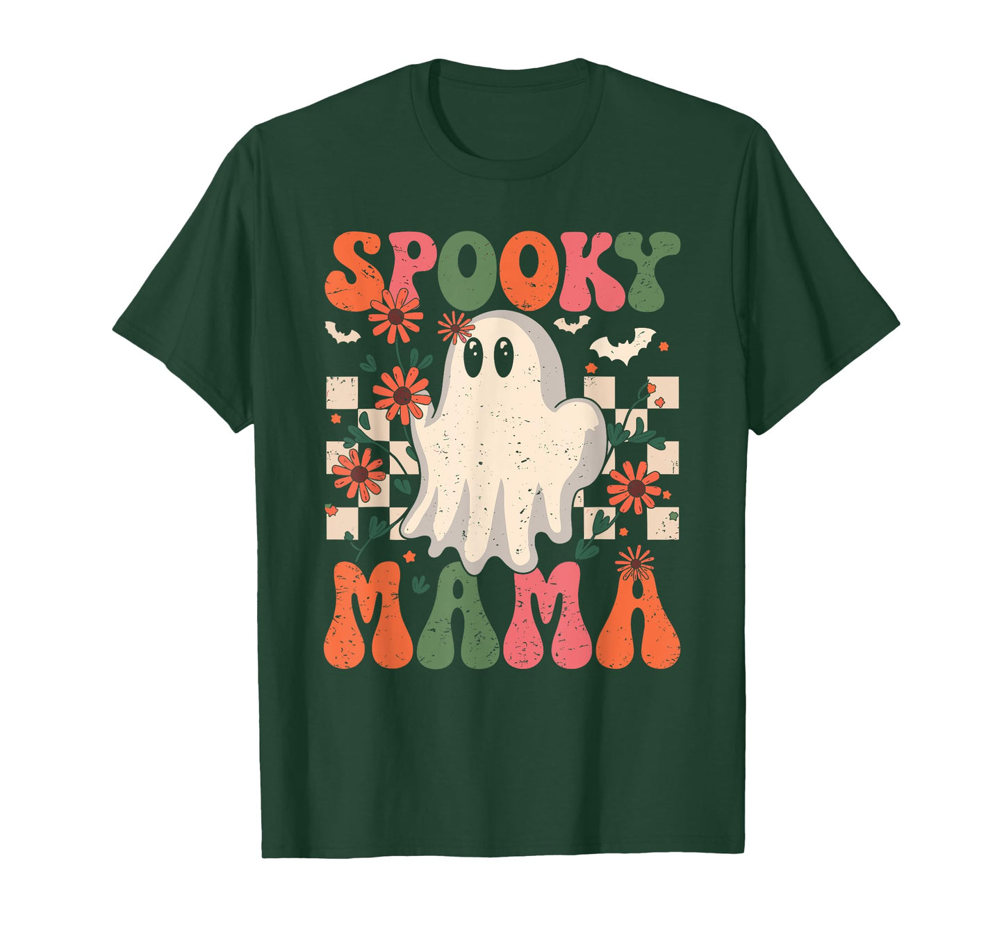 Spooky Mama Groovy Vintage Ghost Halloween Spooky Mom Mother T-Shirt