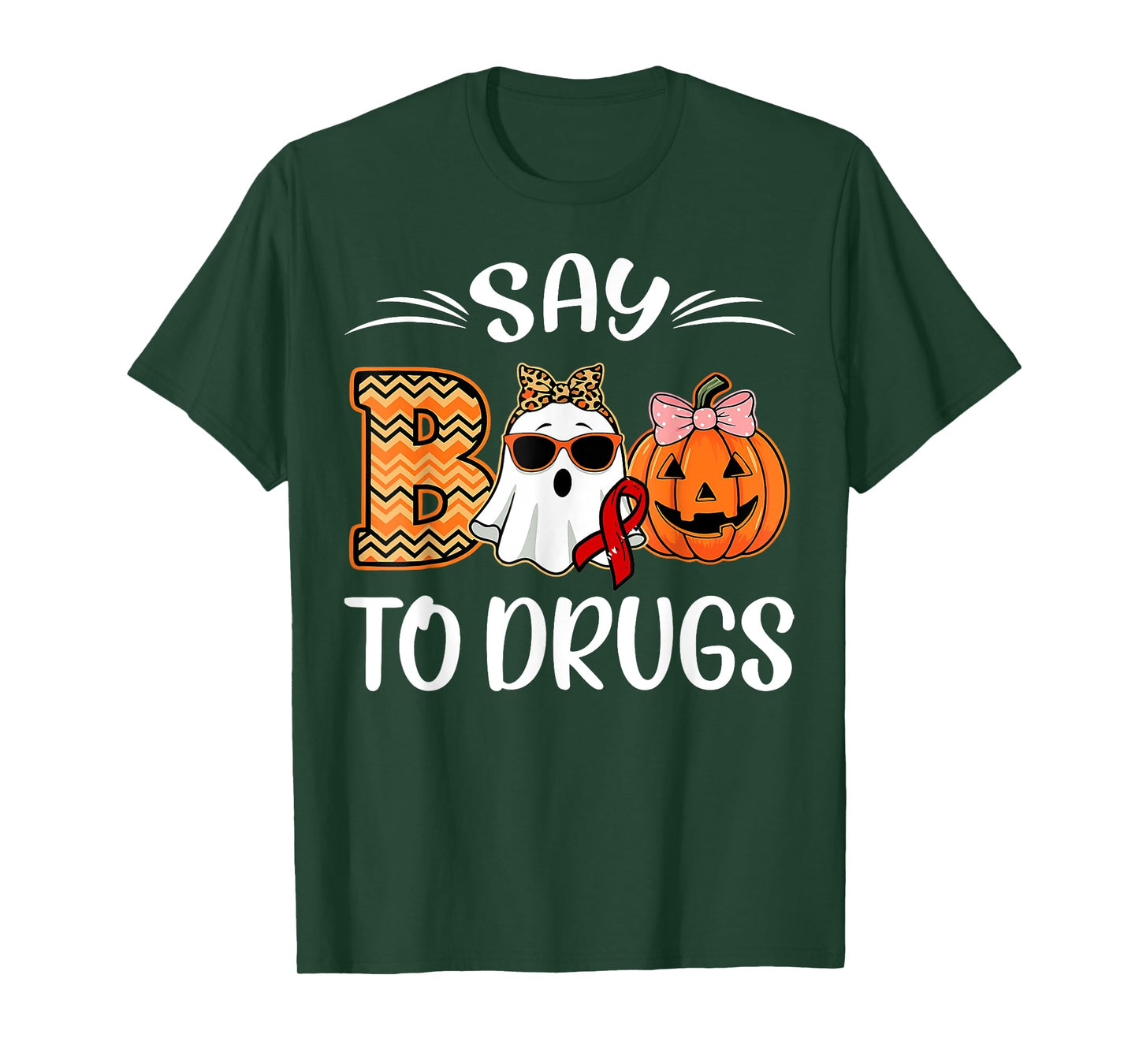 Say Boo To Drugs Red Ribbon Week Awareness Funny Halloween T-Shirt