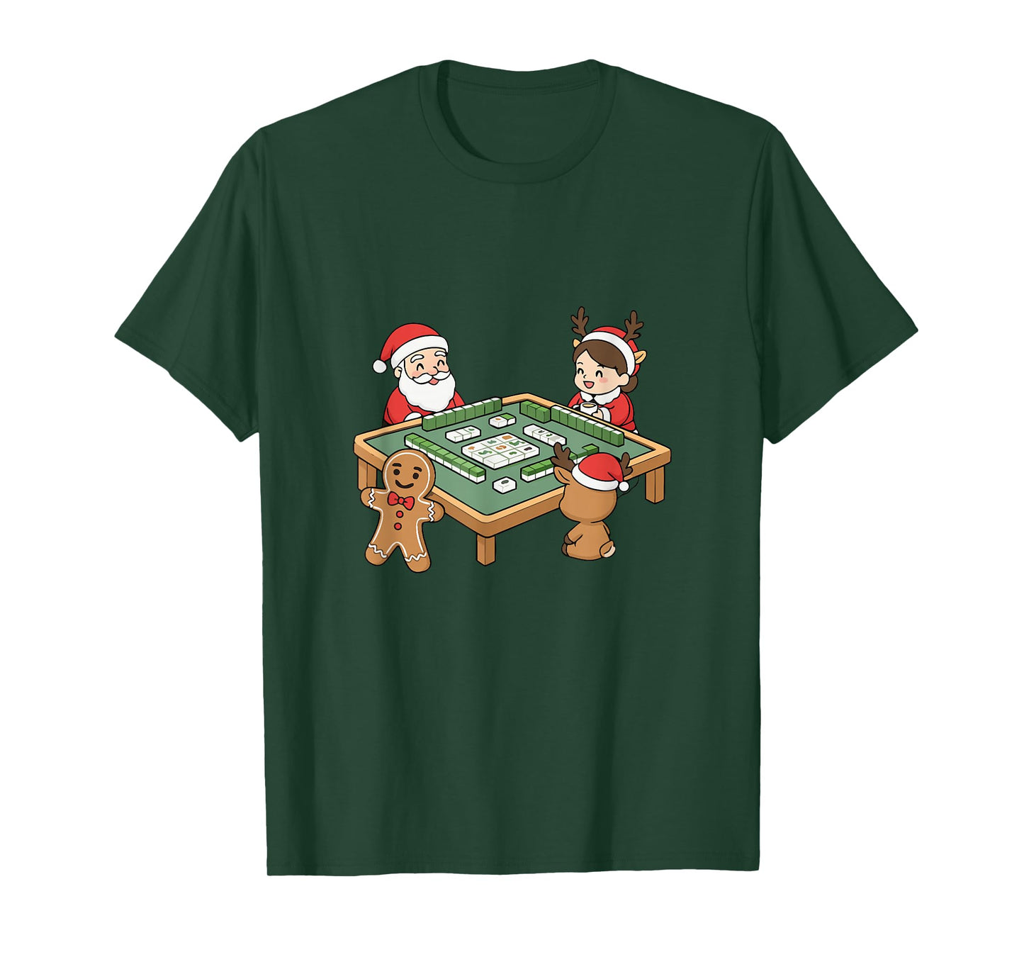 Christmas Mahjong Santa Reindeer Gingerbread T-Shirt