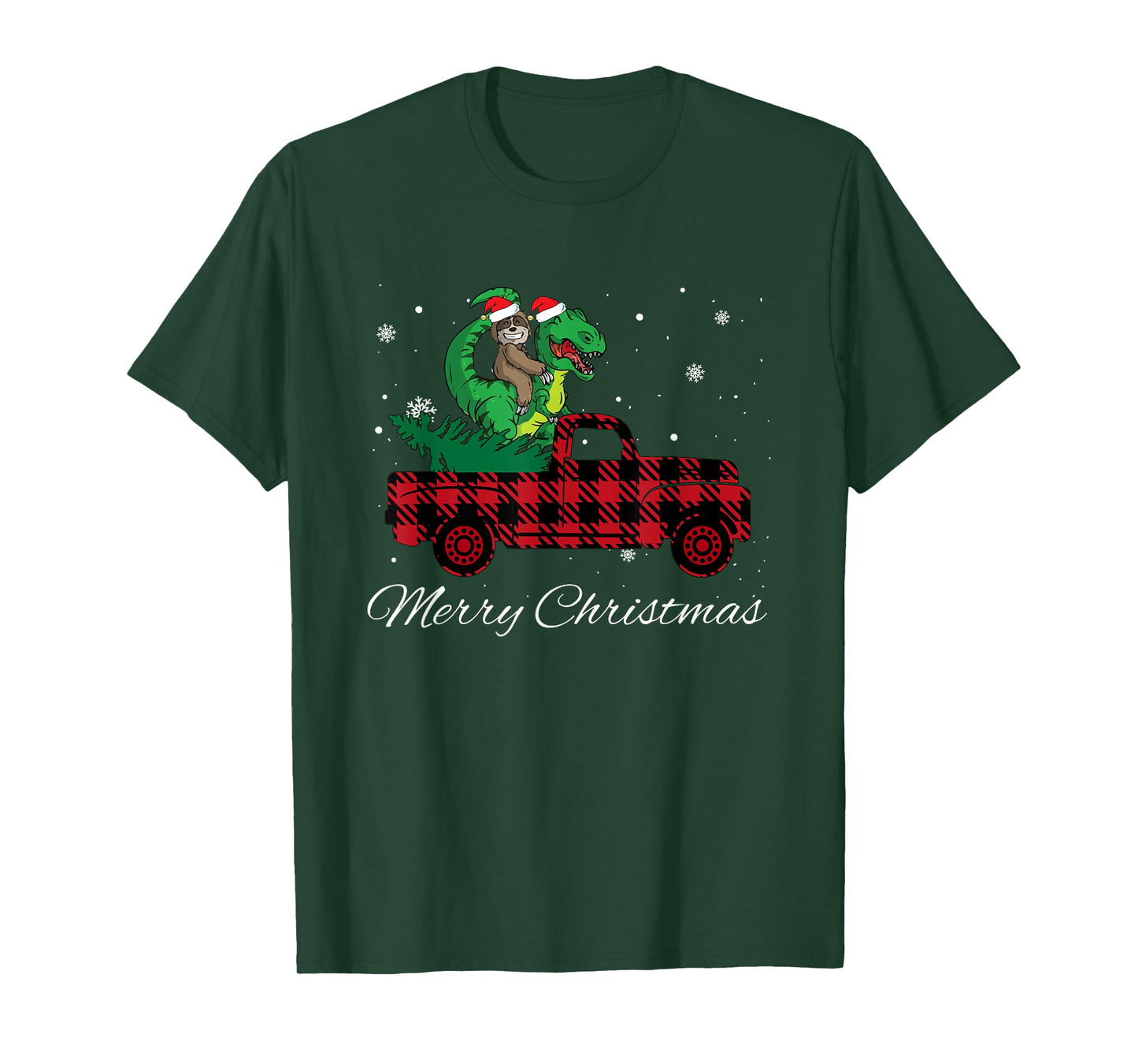 Christmas Family Buffalo red Plaid Funny Dinosaur Boys Kids T-Shirt