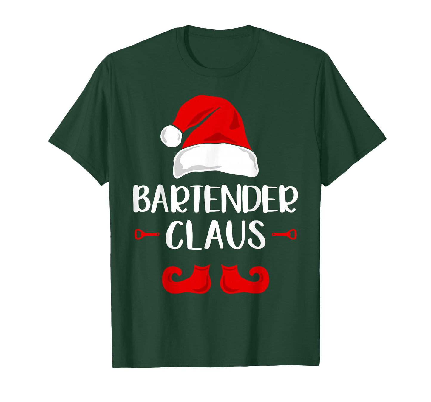 Bartender Claus Funny Santa Claus Hat Merry Christmas T-Shirt