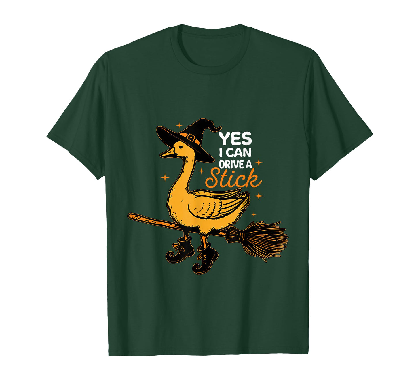 Halloween Goose Witch Yes I Can Drive A Stick Funny Costume T-Shirt