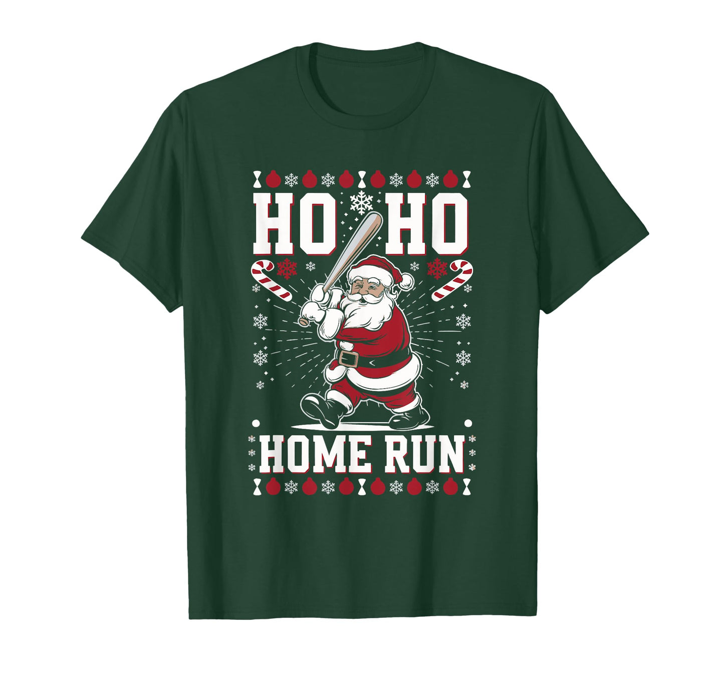 Christmas Santa Baseball Home Run Ho Ho Home Run T-Shirt, Unisex-Adults, Unisex-Kids, Black, Small, Short Sleeve, T-Shirt