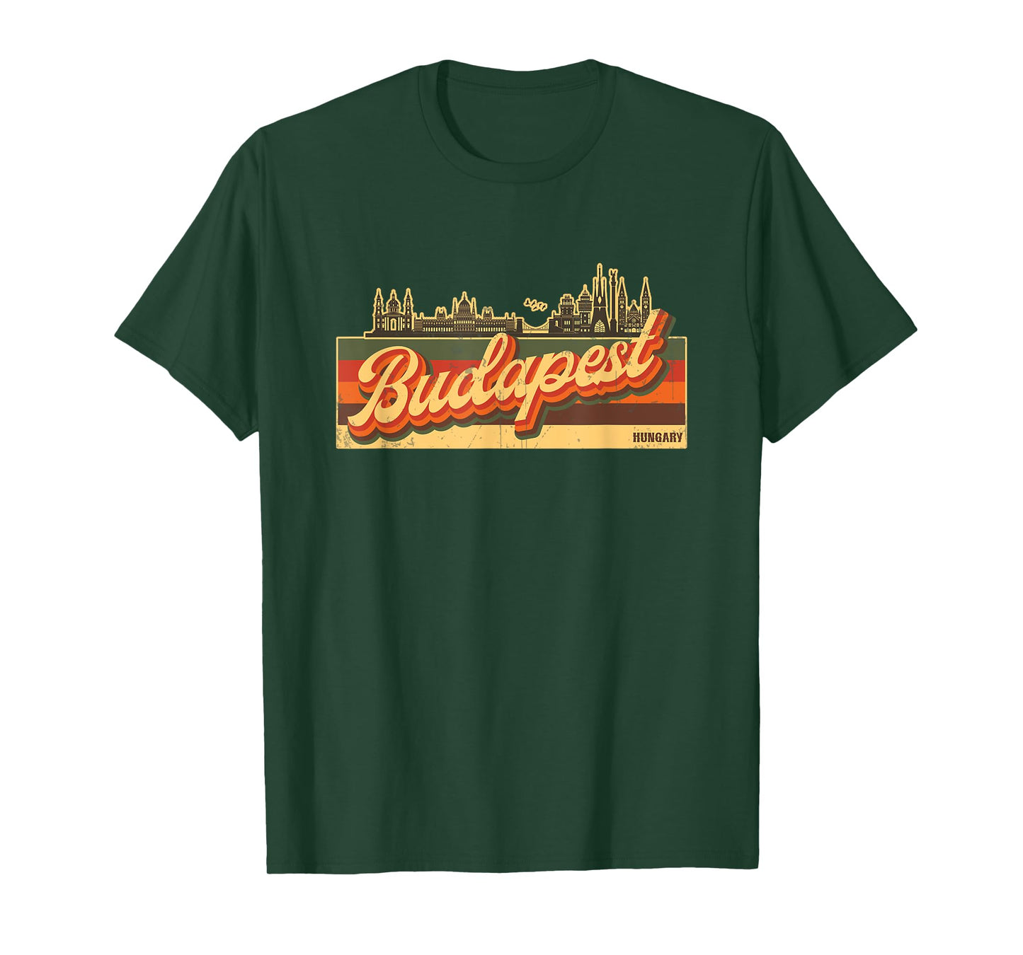 Budapest Skyline & Hungary Retro Stripes - Hungarian Pride T-Shirt