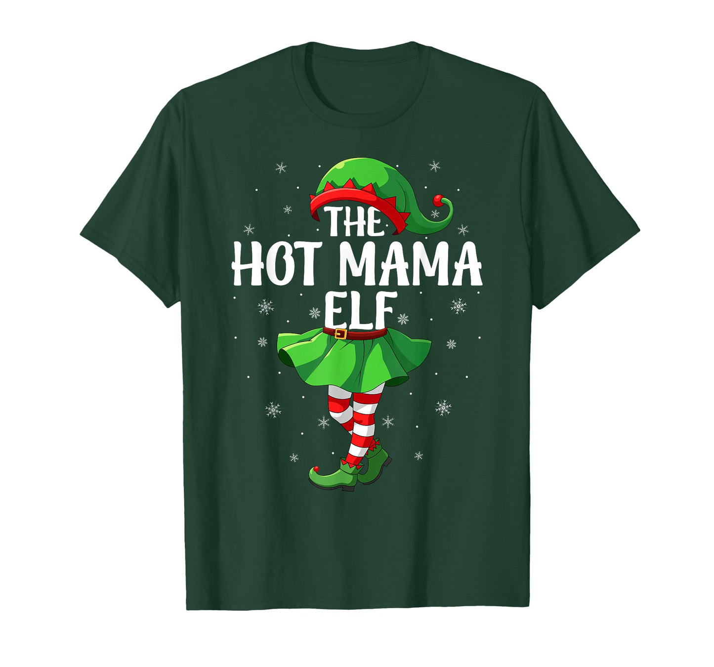 Hot Mama Elf Christmas Girls Women Elf Squad Xmas Family T-Shirt