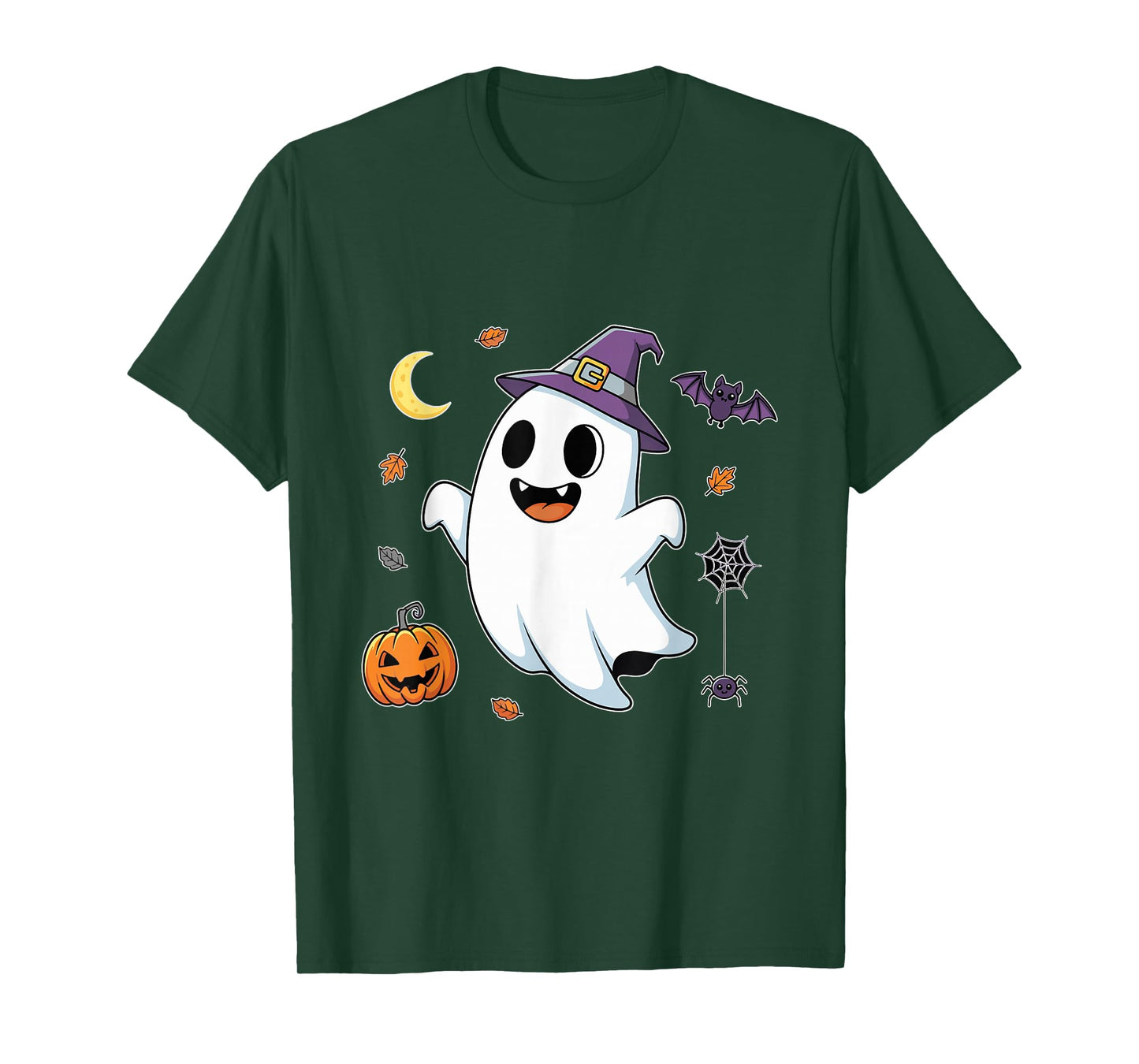Spooky Halloween Ghost with Witch Hat T-Shirt