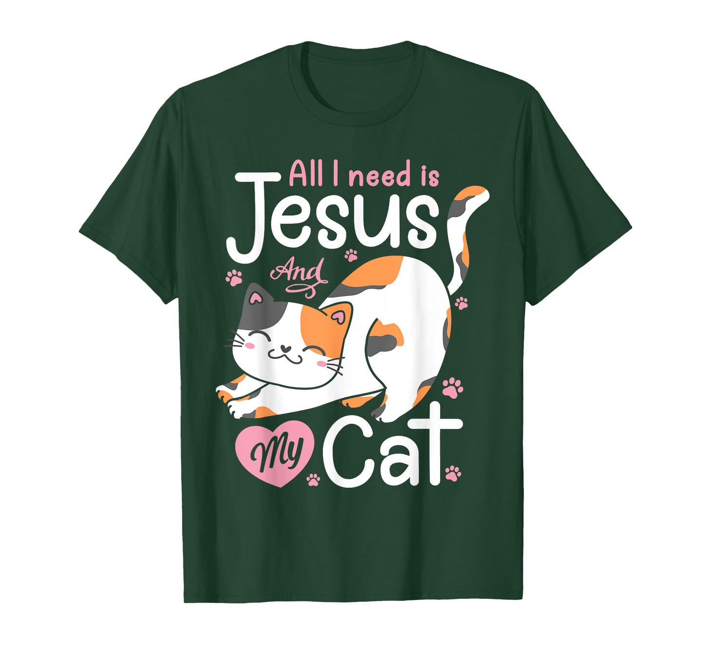 Feline Pawsitive Cat Co All I Need Is Jesus And My Cat Lover Christian Women Girls T-Shirt