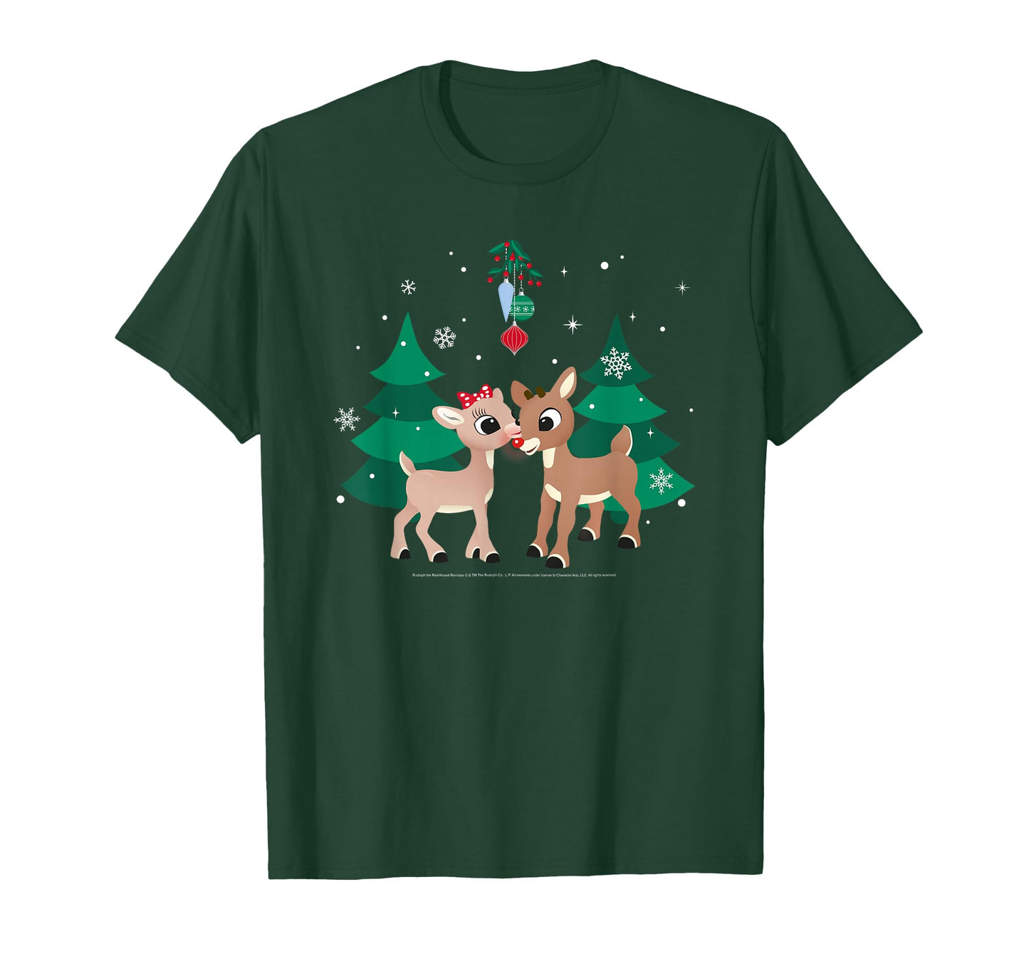 Rudolph and Clarice Fawn'd of You Mistletoe Retro Christmas T-Shirt