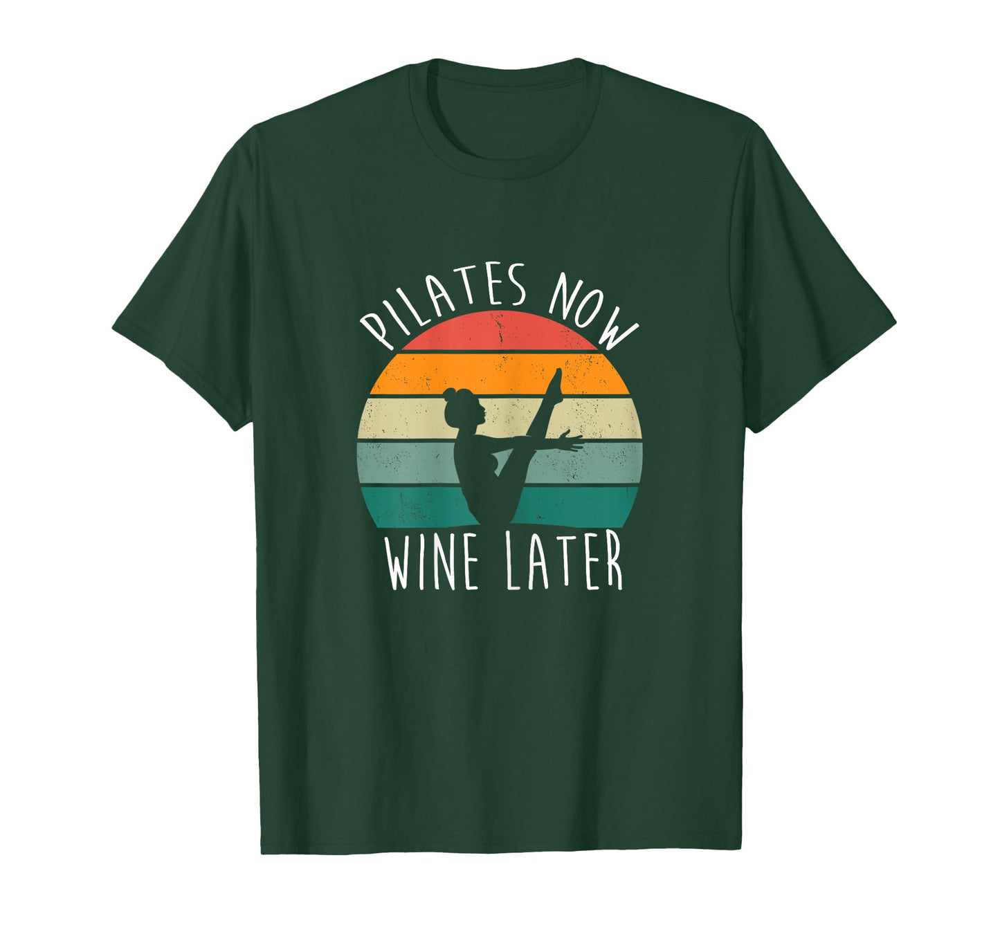 Pilates Now Wine Later Funny Sayings Yoga Fitness Vintage T-Shirt