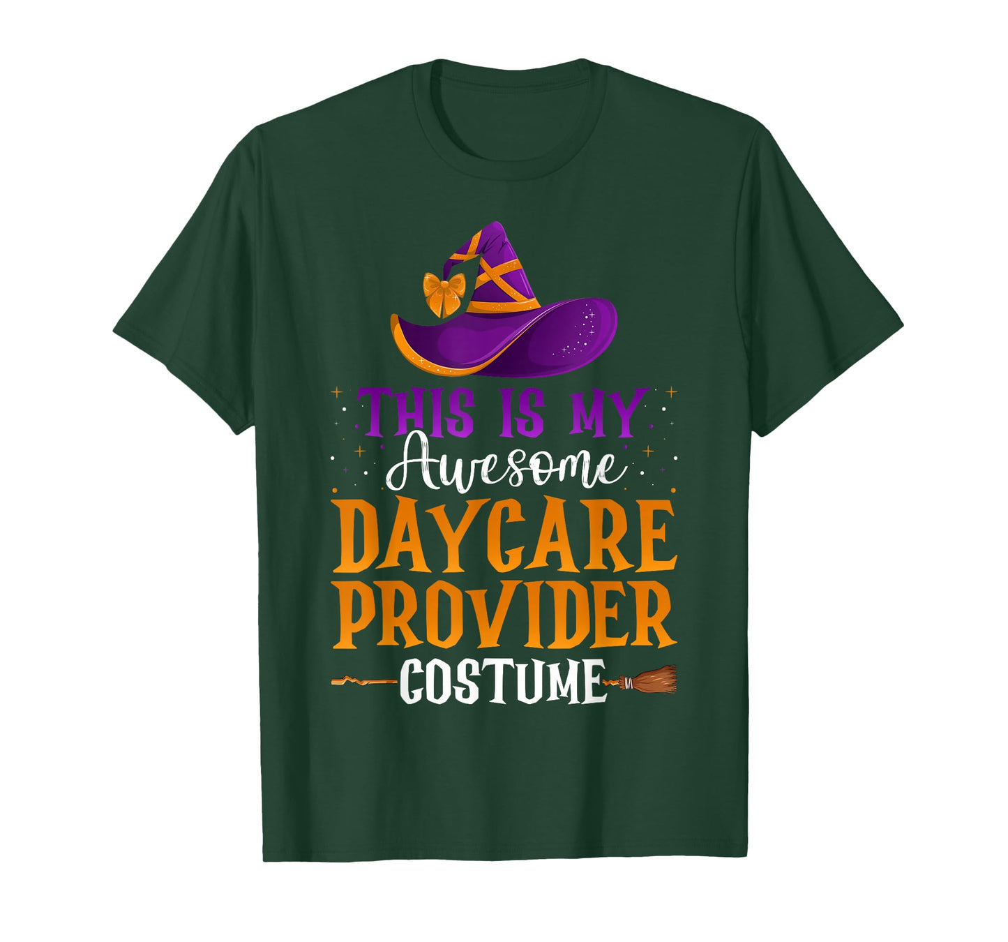 Daycare Provider Halloween Costume Witch Hat Broom T-Shirt