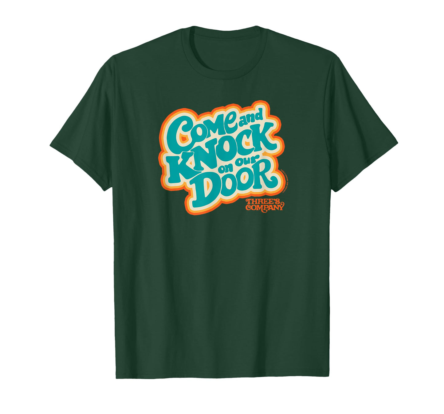 Three's Company Come And Knock On Our Door Retro Typography T-Shirt