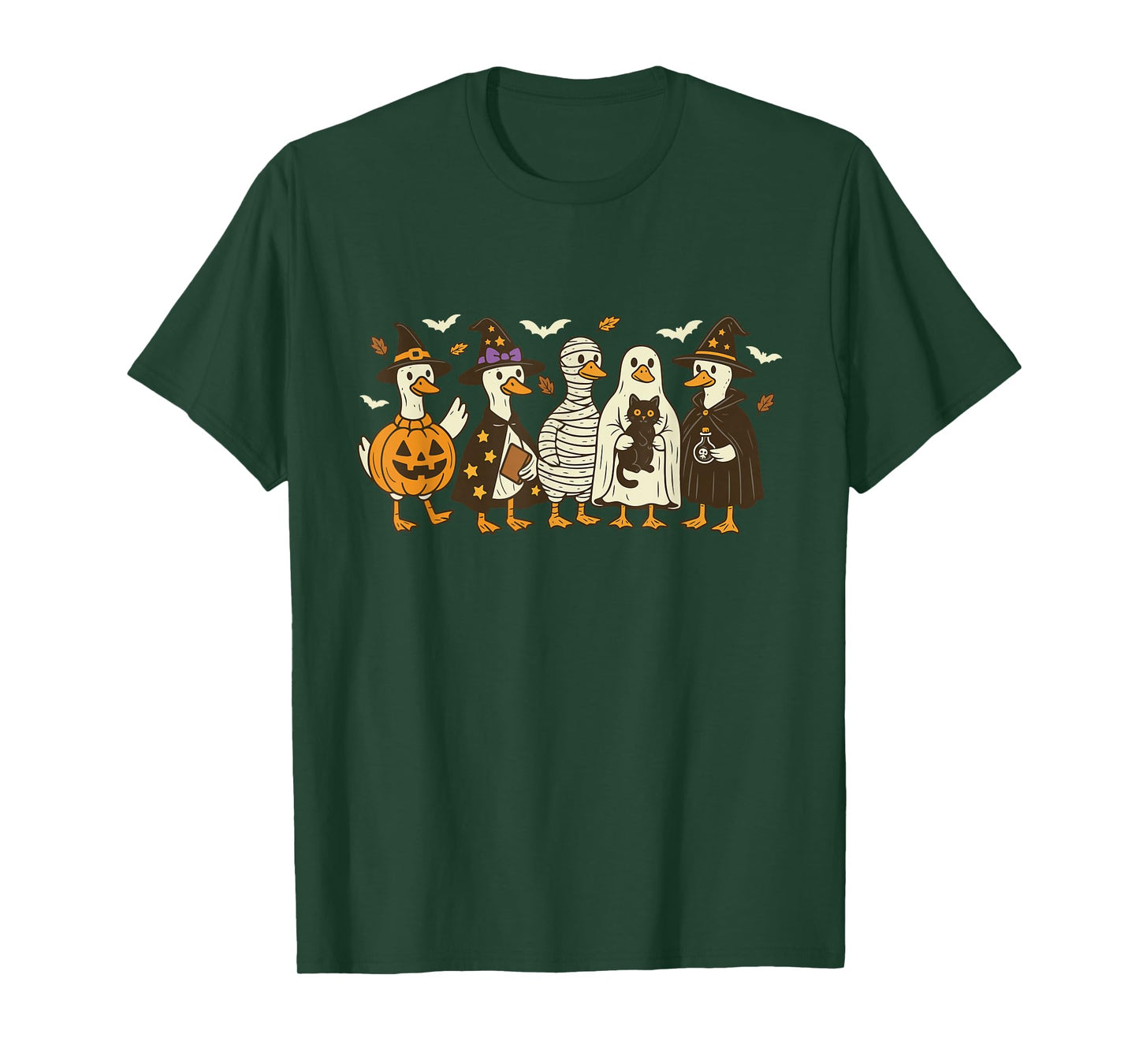 Spooky Goose Halloween Goose Witch Ghost Silly Goose Farm T-Shirt