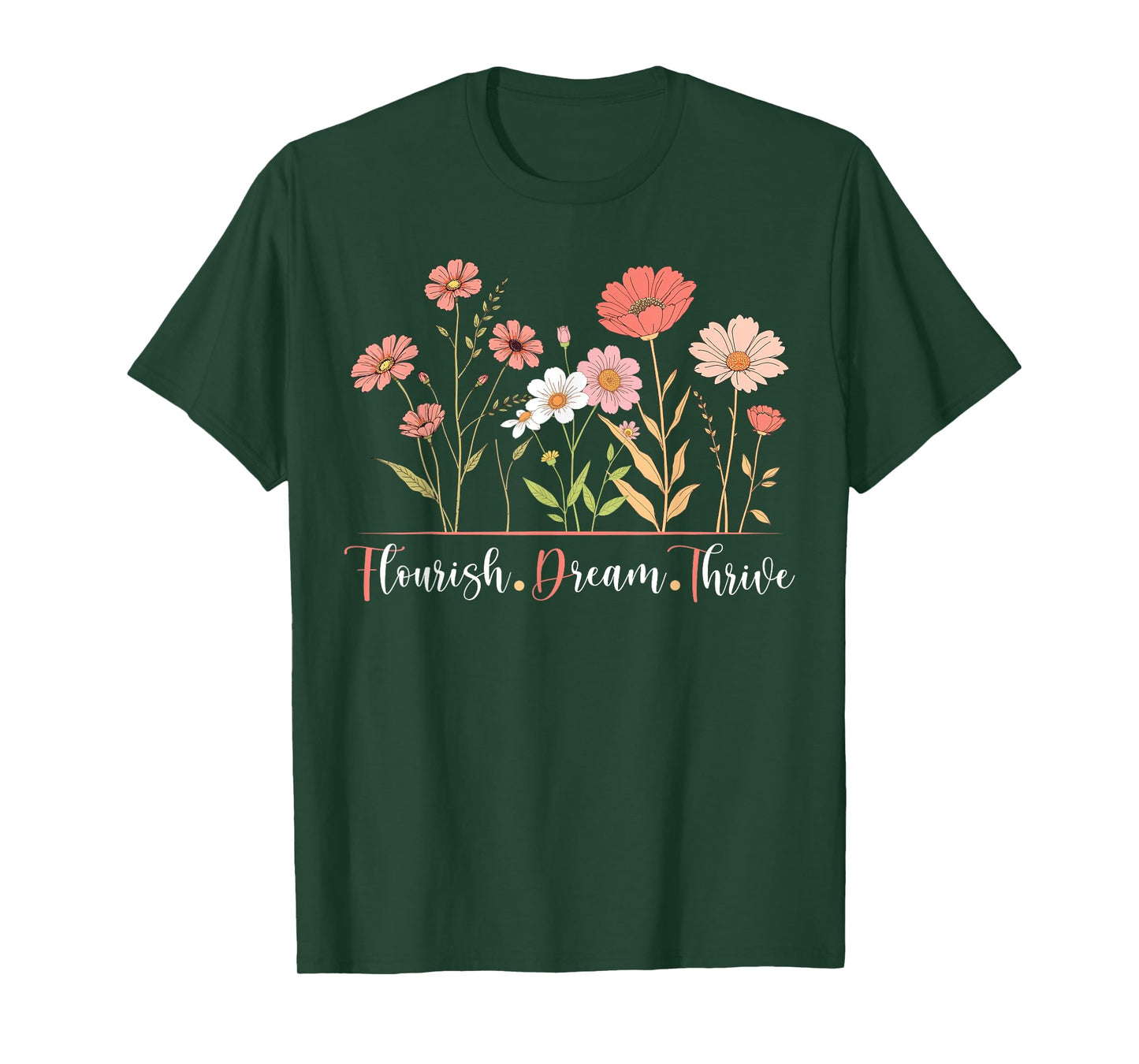 Flourish Dream Thrive Floral Botanical Vintage Flowers T-Shirt