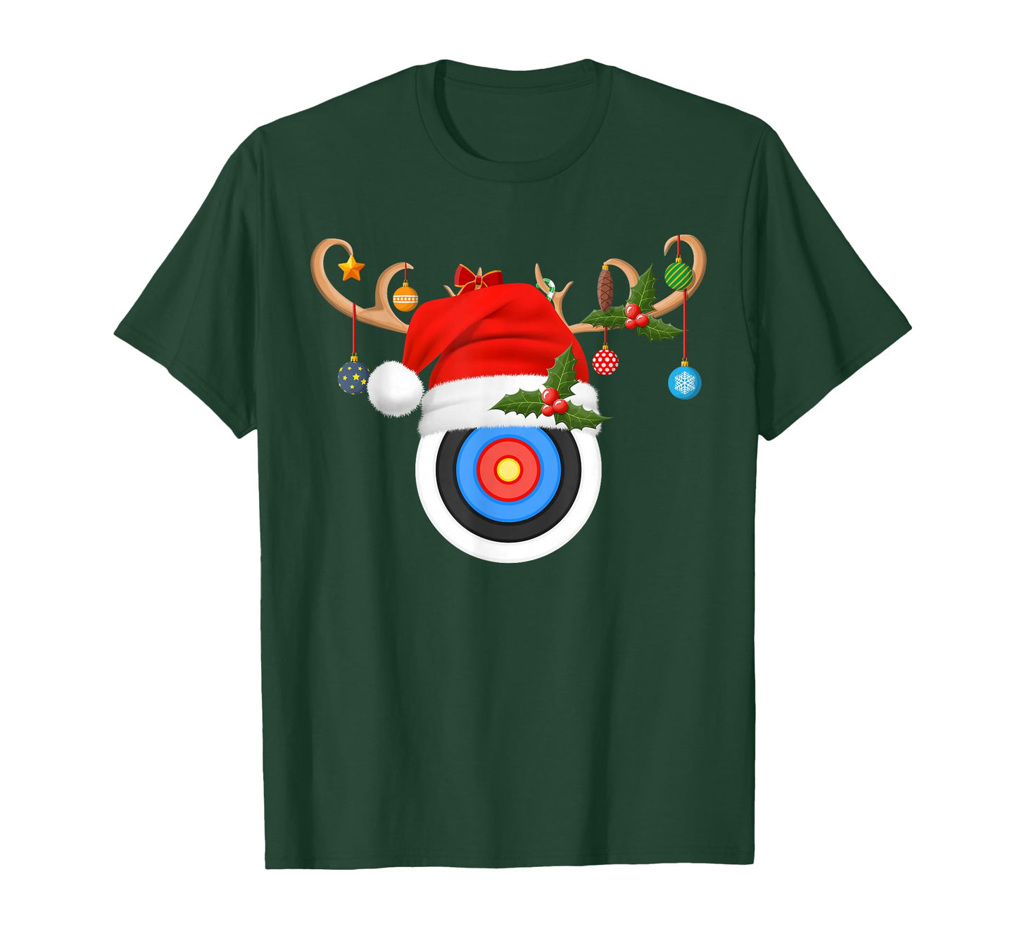 Archery Christmas Reindeer Santa Hat Sports Player Xmas T-Shirt