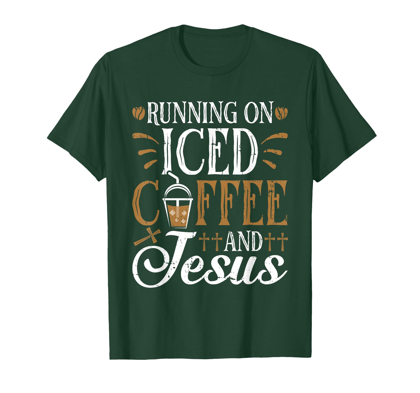 Running On Iced Coffee and Jesus Cold Brew Christian T-Shirt