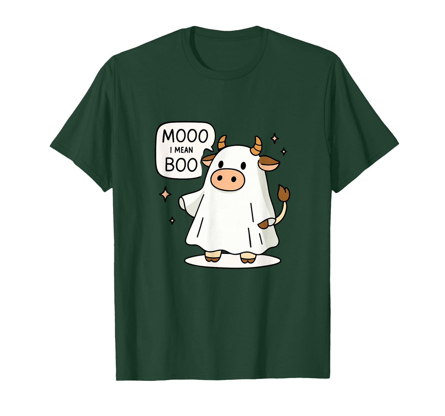 Moo I Mean Boo Halloween Highland Cow Ghost Cow Lover Farm T-Shirt
