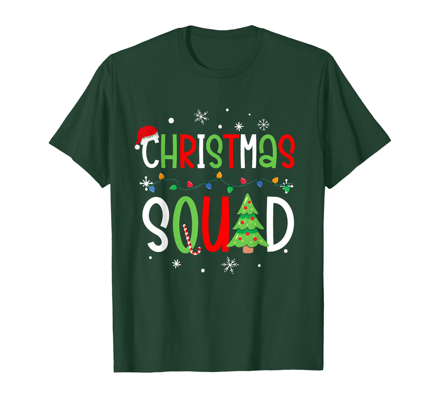 Christmas Squad Matching Family Holiday Lights Tree T-Shirt