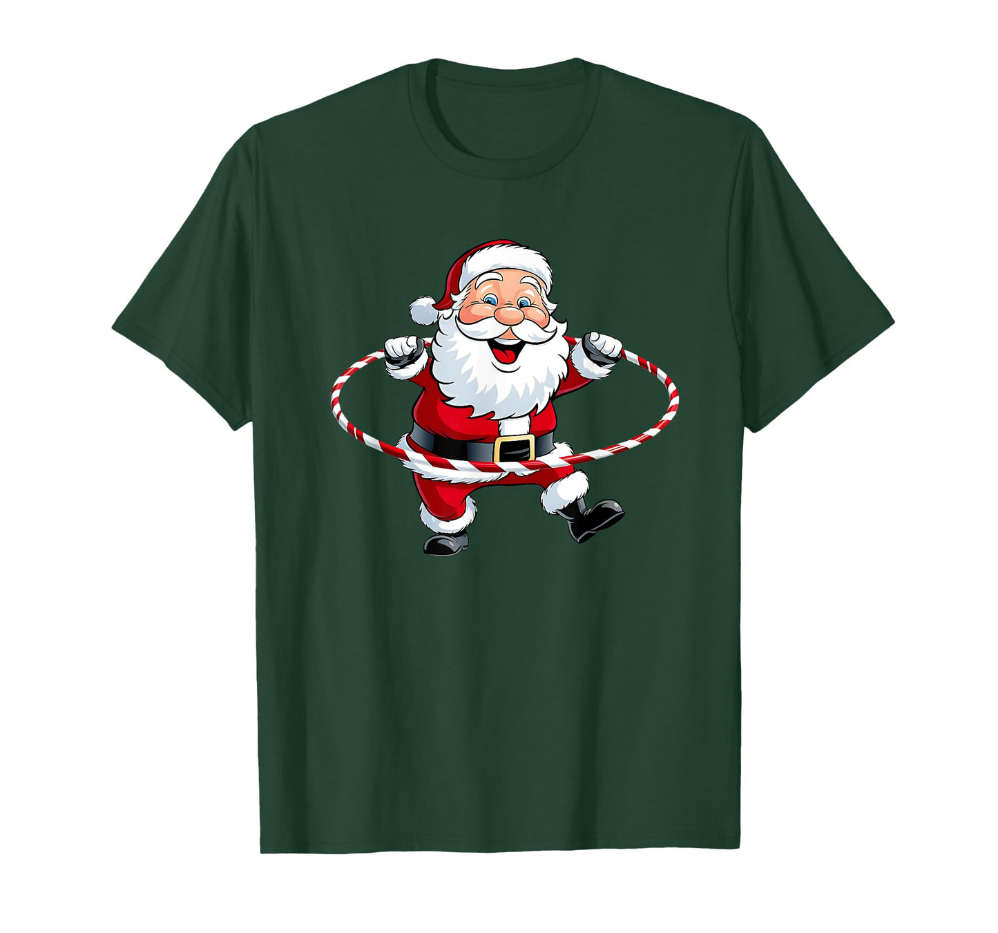 Funny Santa Claus Hula Hooping Exercise Merry Christmas Xmas T-Shirt