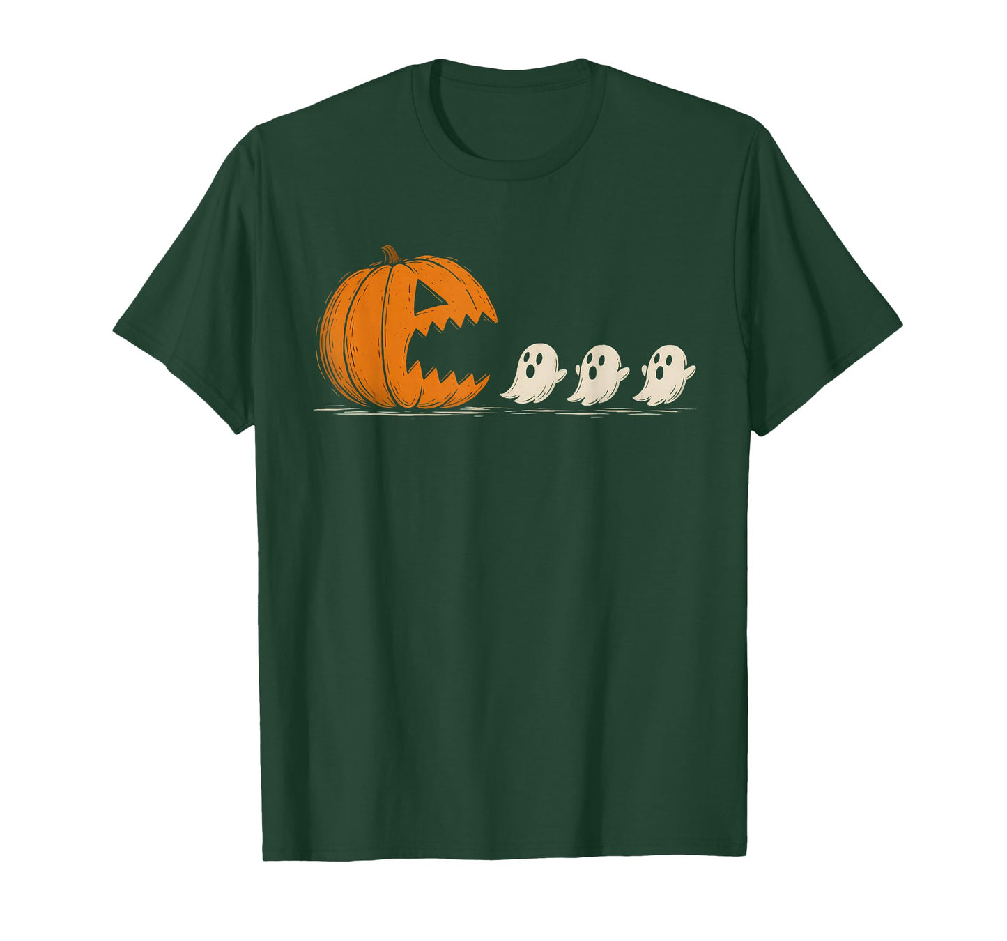 Halloween Gamer Pumpkin Eating Ghost Costume Men Boys Kids T-Shirt
