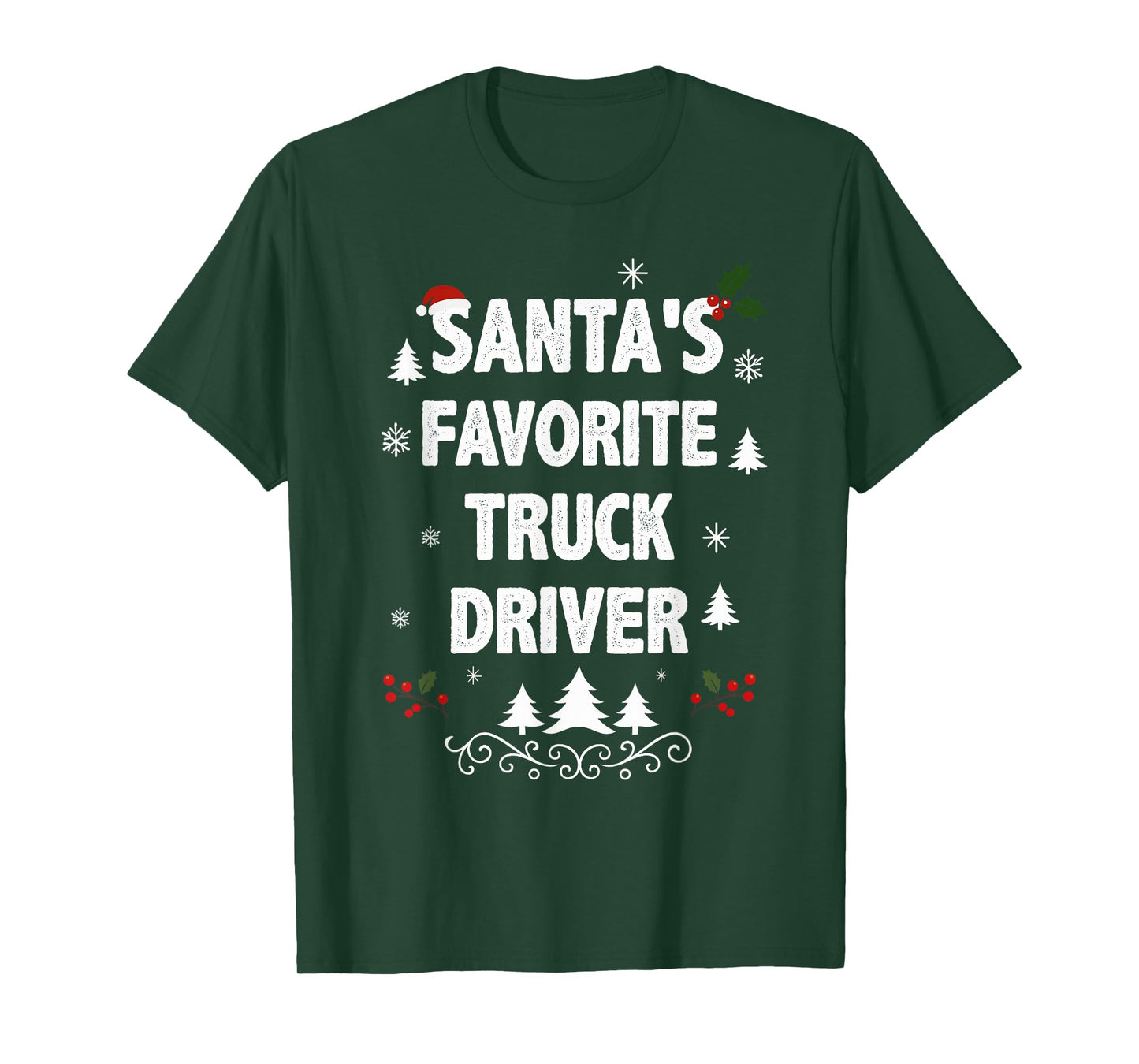 Santa's Favorite Truck Driver Funny Holiday Christmas Pajama T-Shirt