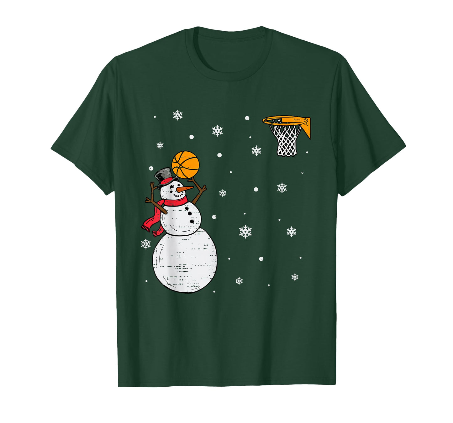 Funny Snowman Basketball Christmas Xmas Sports Men Boys Kids T-Shirt