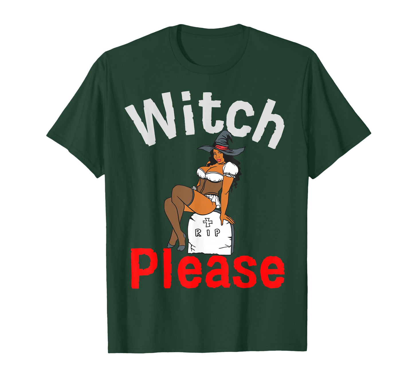 Black Witch Please Funny Halloween Melanin Women Queen Girls T-Shirt
